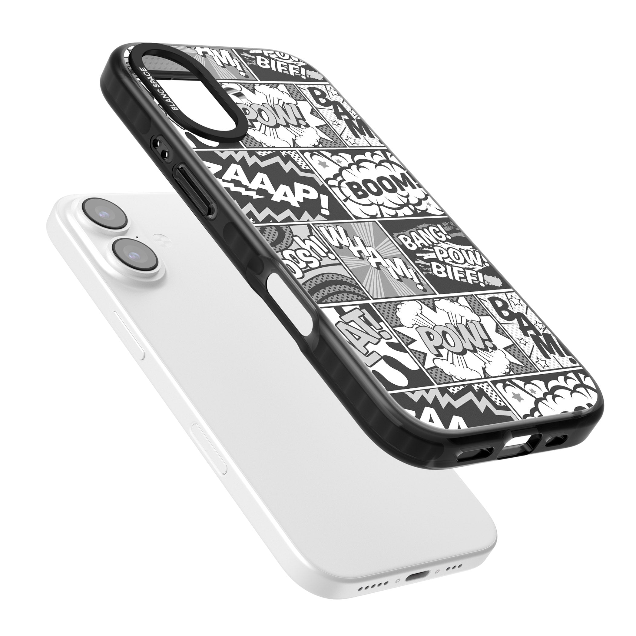 Onomatopoeia (Black & White) iPhone 17 Impact Pro Black Phone Case Colours