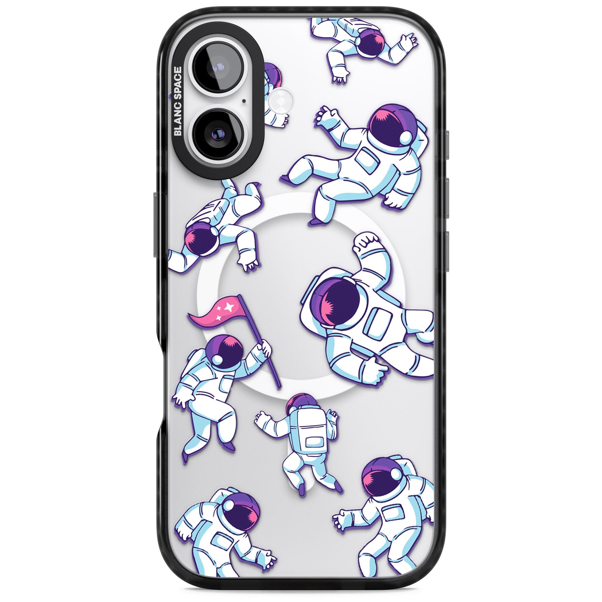 Astronaut Pattern iPhone 17 Impact Pro Black Phone Case