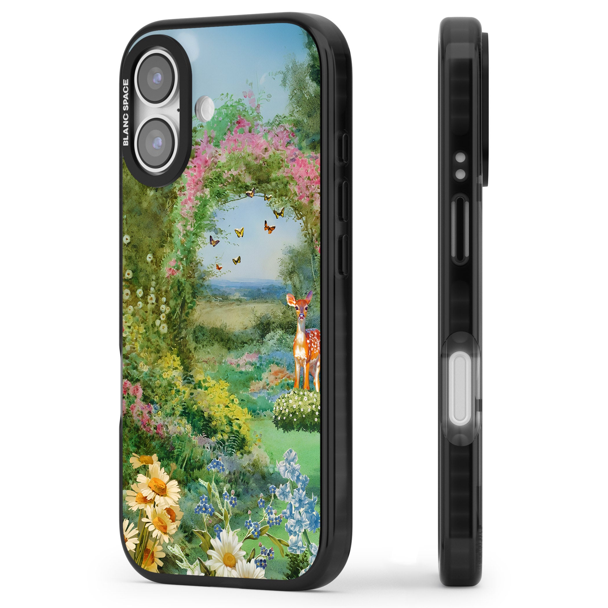 Flourishing Meadow iPhone 17 Impact Pro Black Phone Case Side Profile