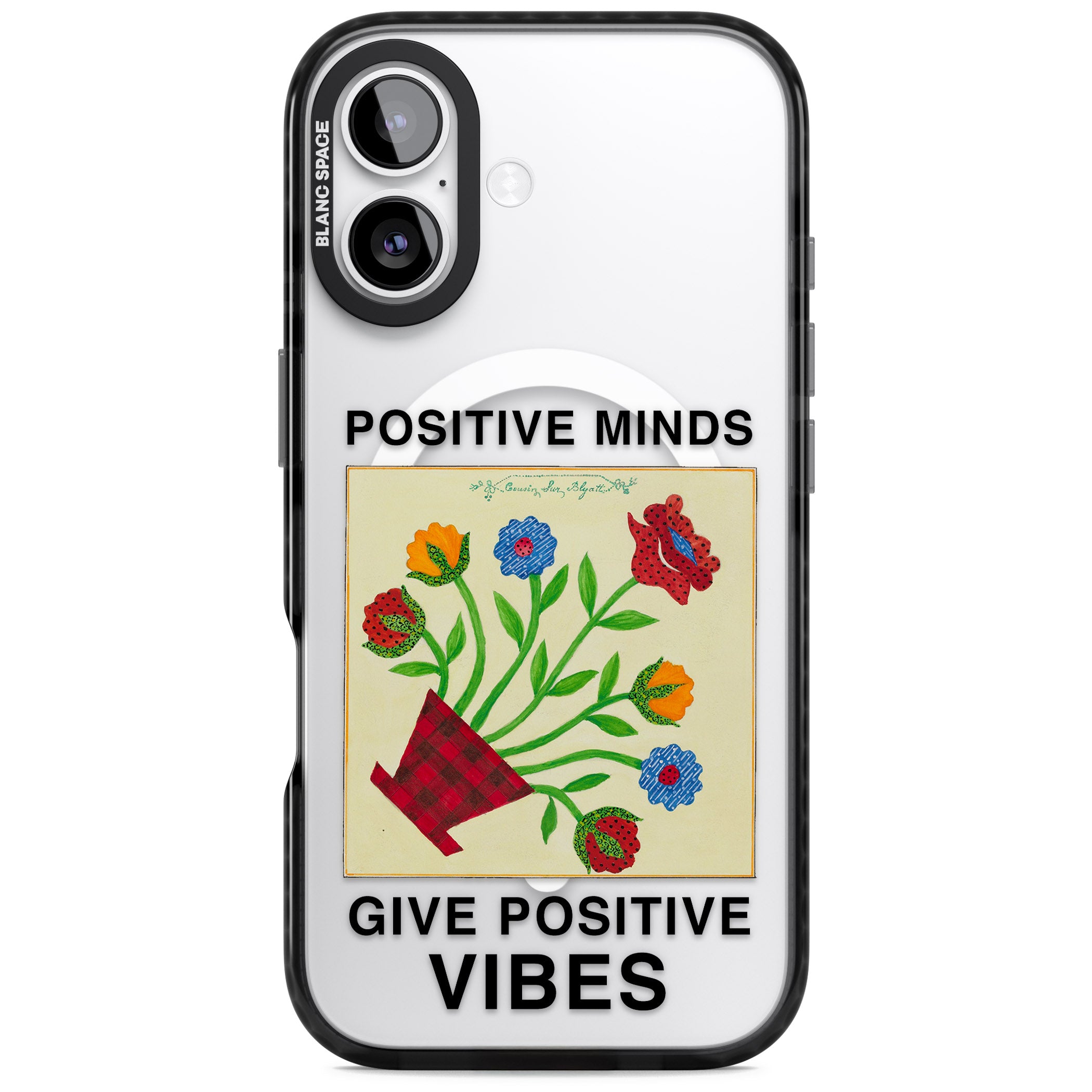 Positive Minds Give Positive Vibes iPhone 17 Impact Pro Black Phone Case