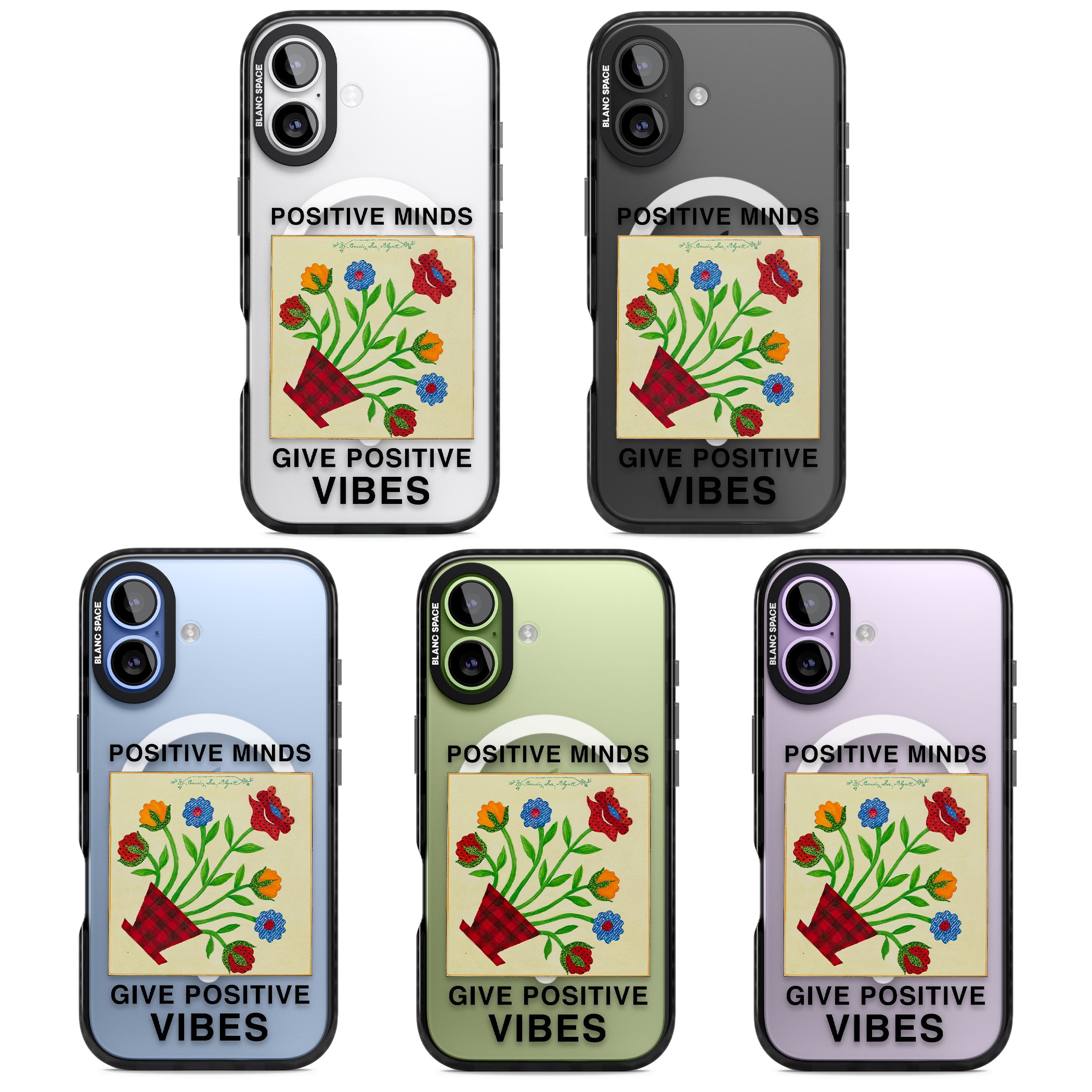 Positive Minds Give Positive Vibes iPhone 17 Impact Pro Black Phone Case APT Impact Protection
