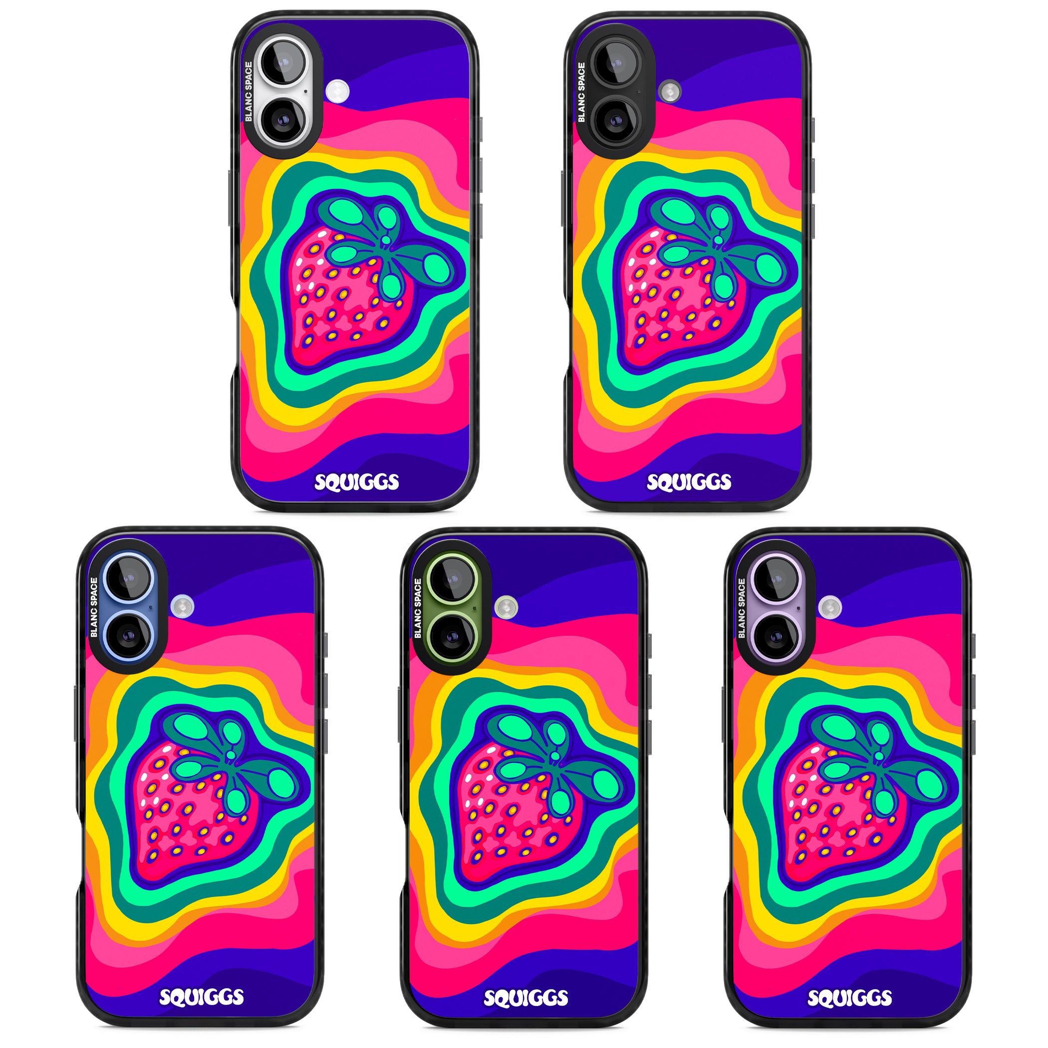 Strawberry Rainbow iPhone 17 Impact Pro Black Phone Case APT Impact Protection