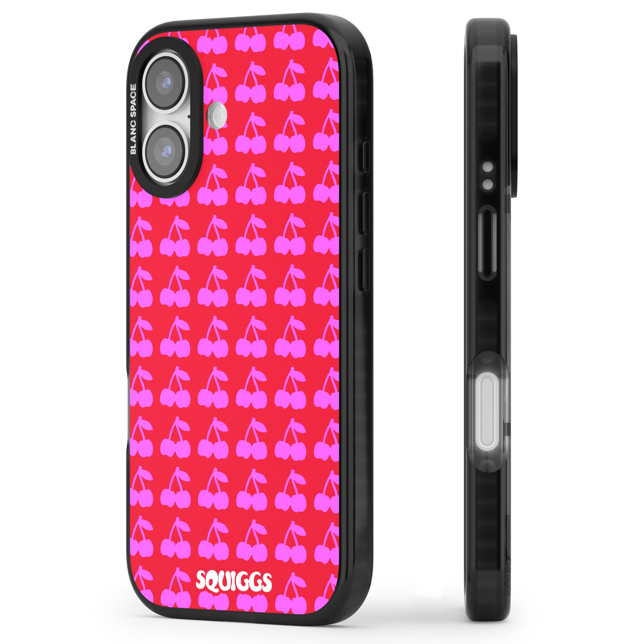 Red Cherries iPhone 17 Impact Pro Black Phone Case Side Profile