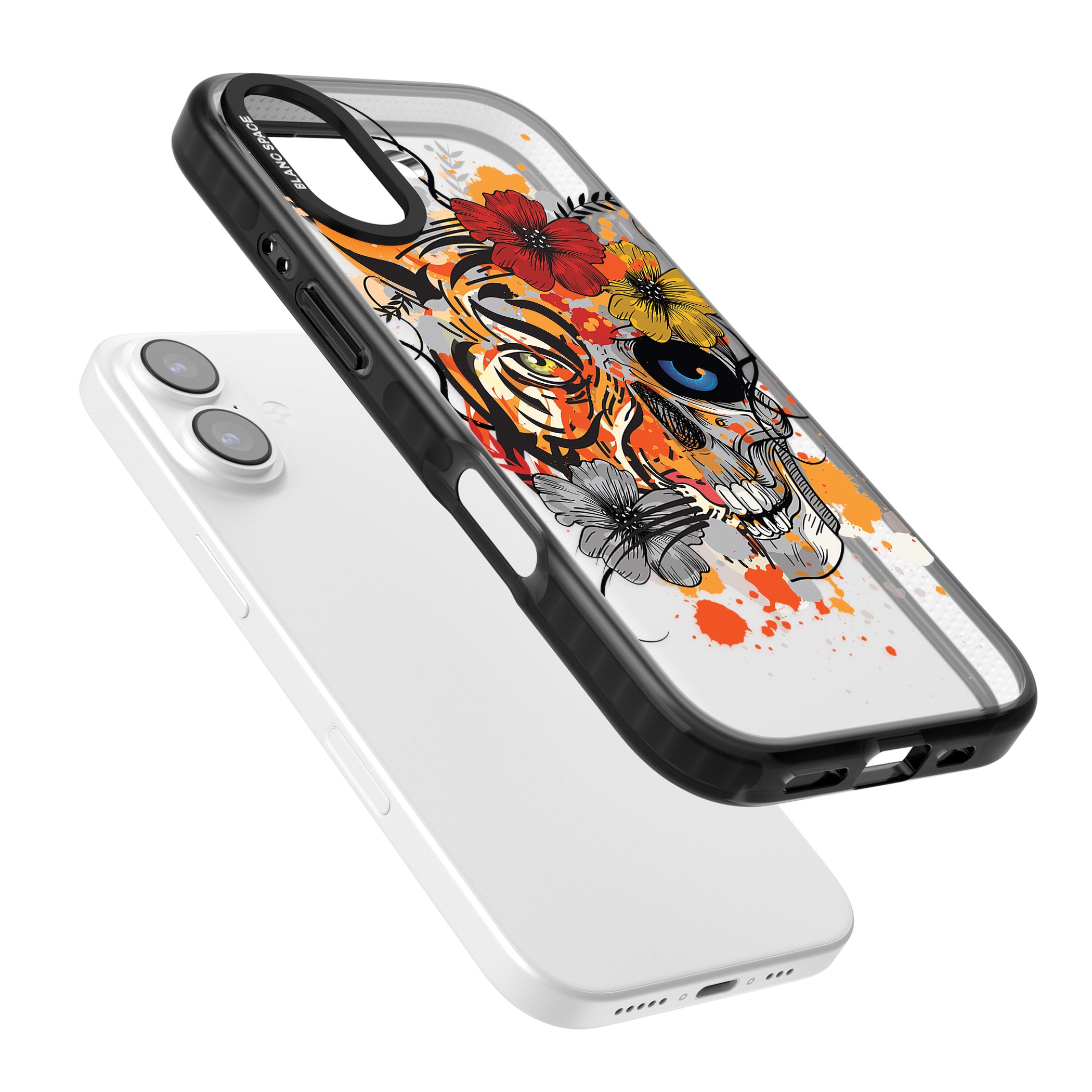 Sugar Skull Tiger Floral iPhone 17 Impact Pro Black Phone Case Colours