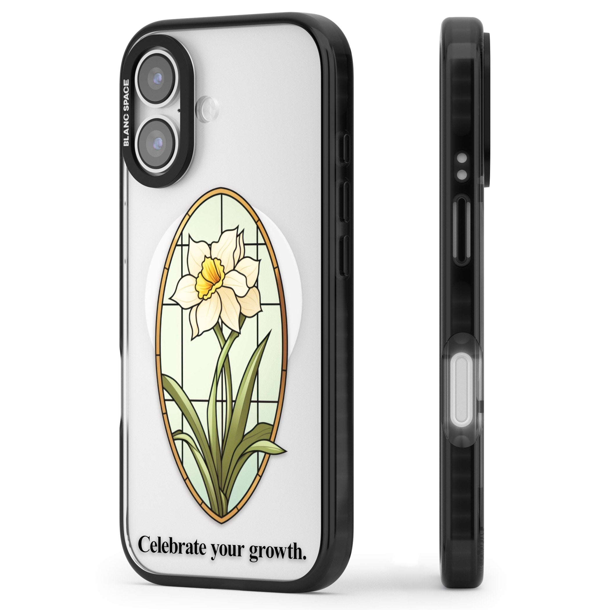 Celebrate Your Growth iPhone 17 Impact Pro Black Phone Case Side Profile