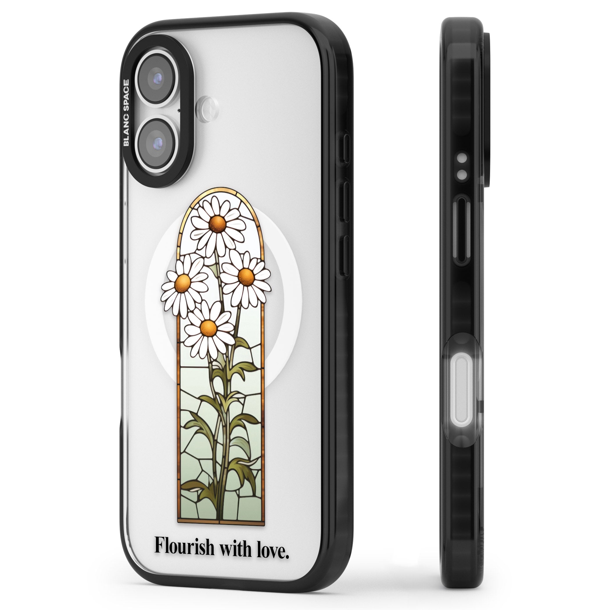 Flourish With Love iPhone 17 Impact Pro Black Phone Case Side Profile
