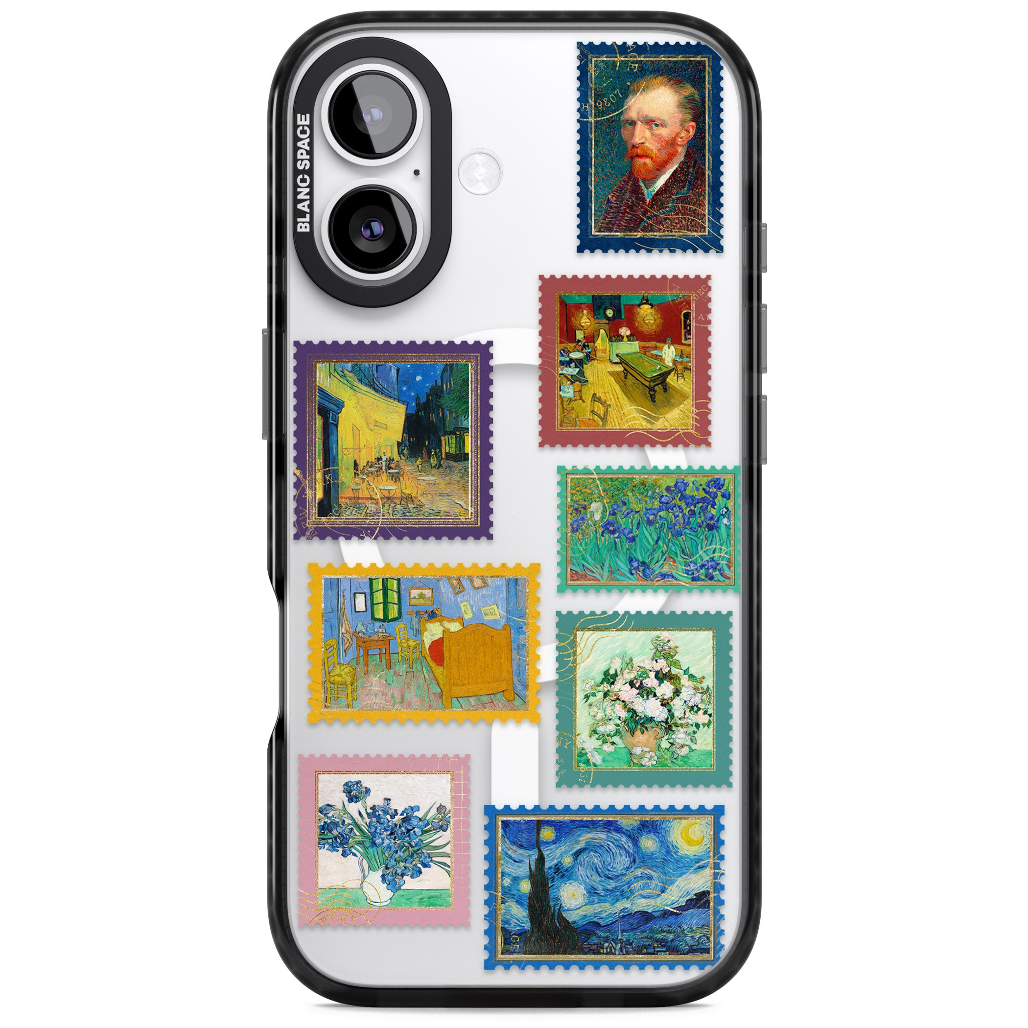 Colourful Vintage Art Stamps iPhone 17 Impact Pro Black Phone Case