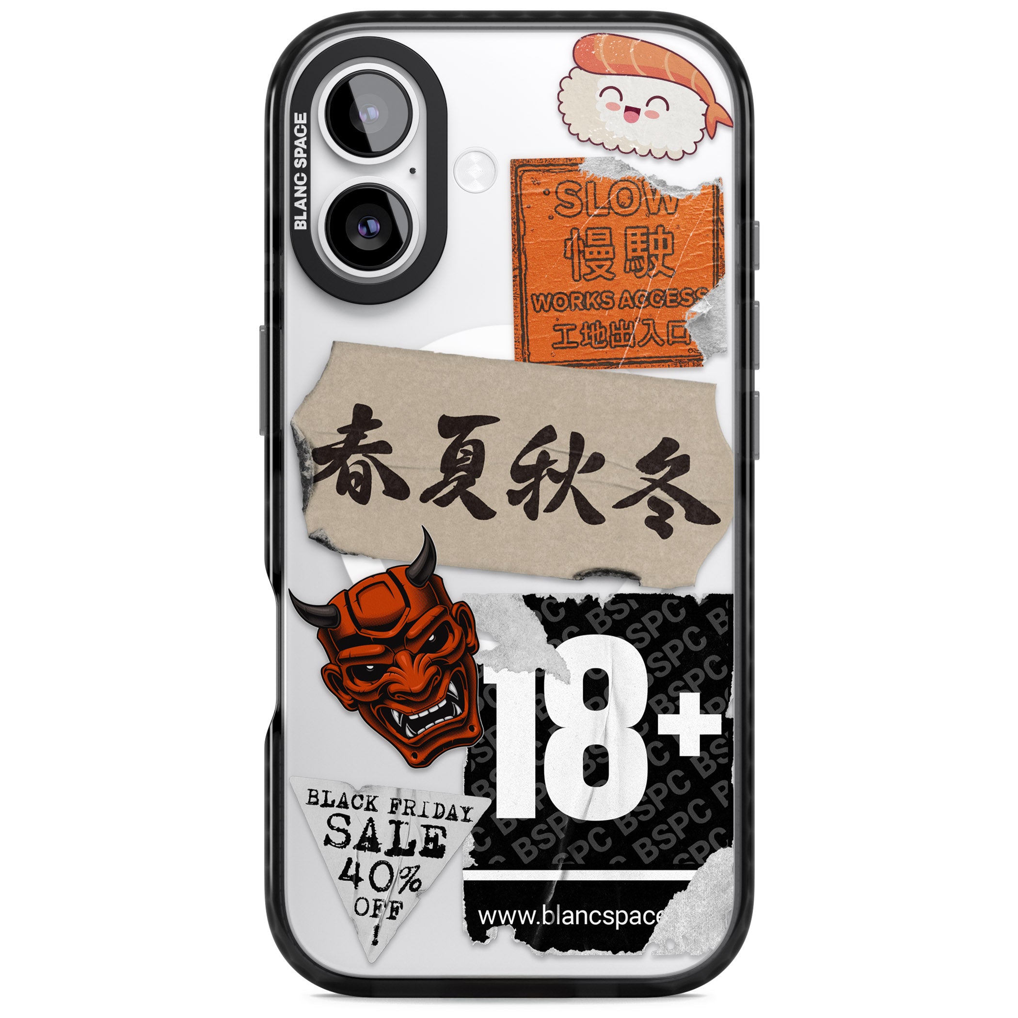 Asian Sticker Mix iPhone 17 Impact Pro Black Phone Case