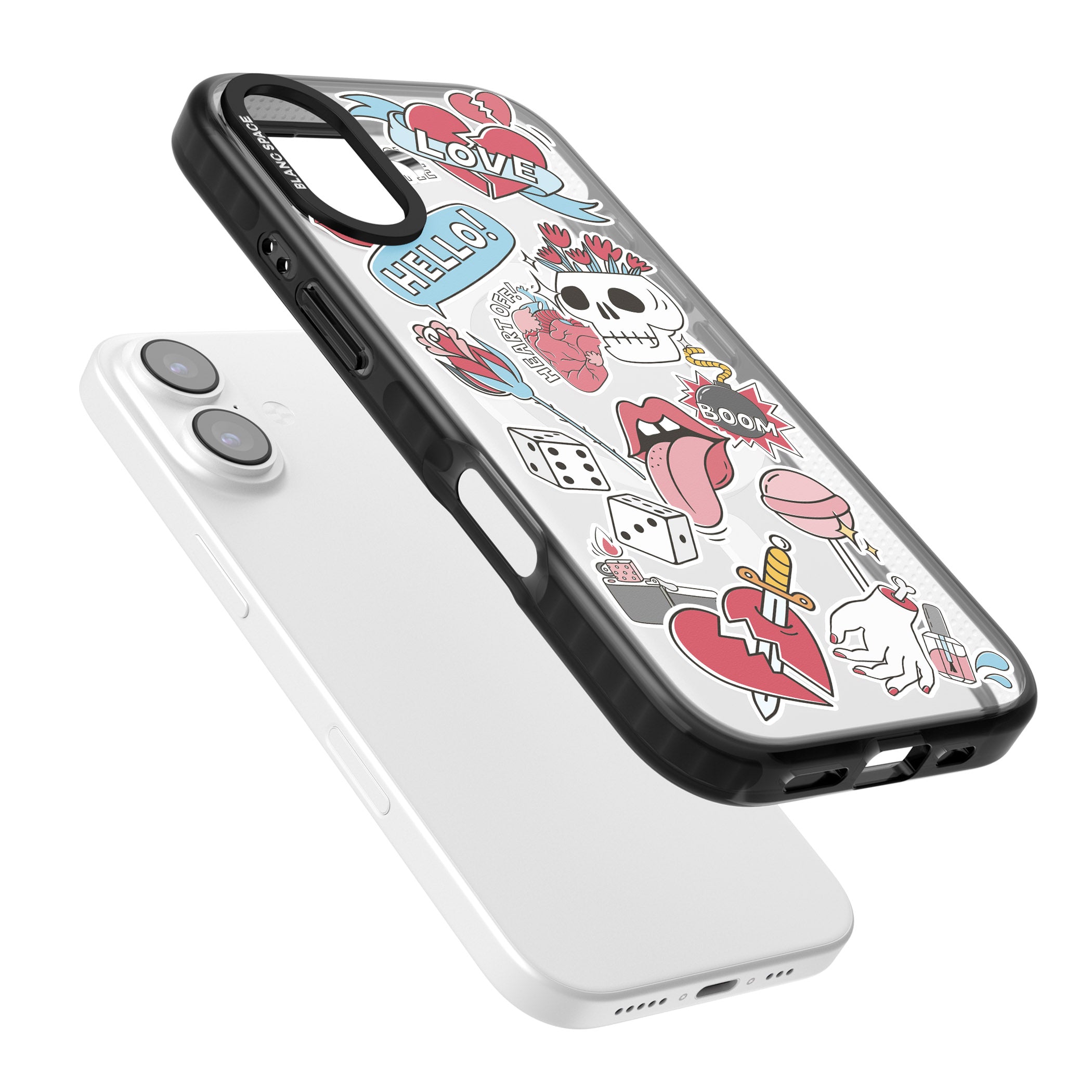 Skull & Flowers Stickers iPhone 17 Impact Pro Black Phone Case Colours