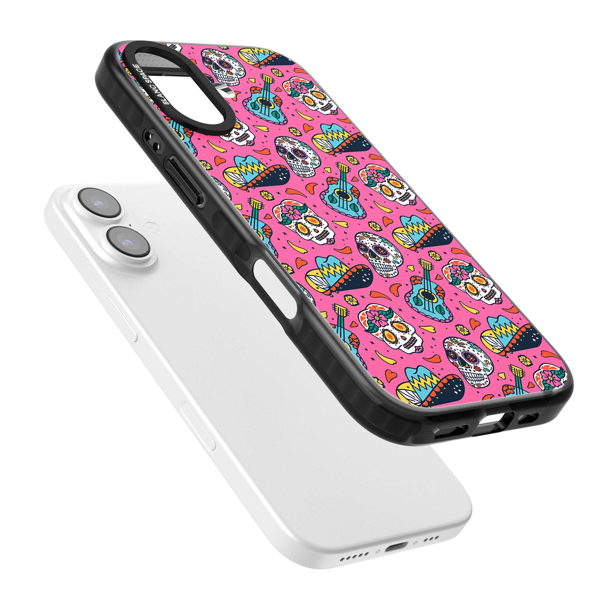 Pink Day Of The Dead Pattern iPhone 17 Impact Pro Black Phone Case Colours