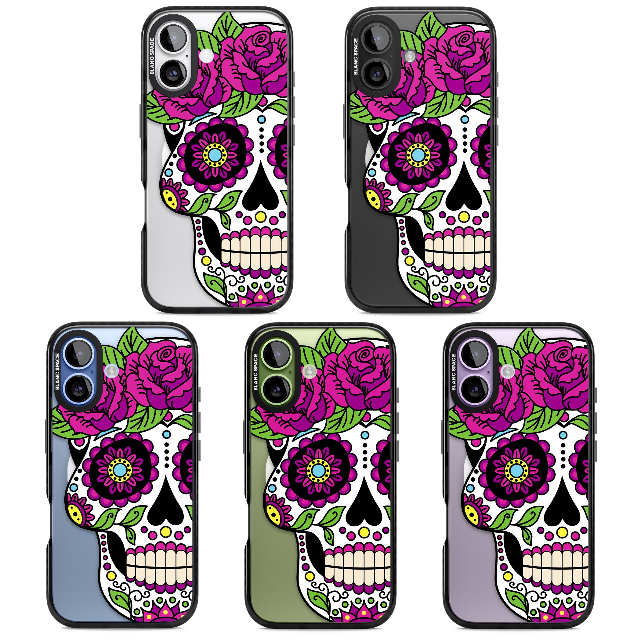 Purple Floral Sugar Skull iPhone 17 Impact Pro Black Phone Case APT Impact Protection