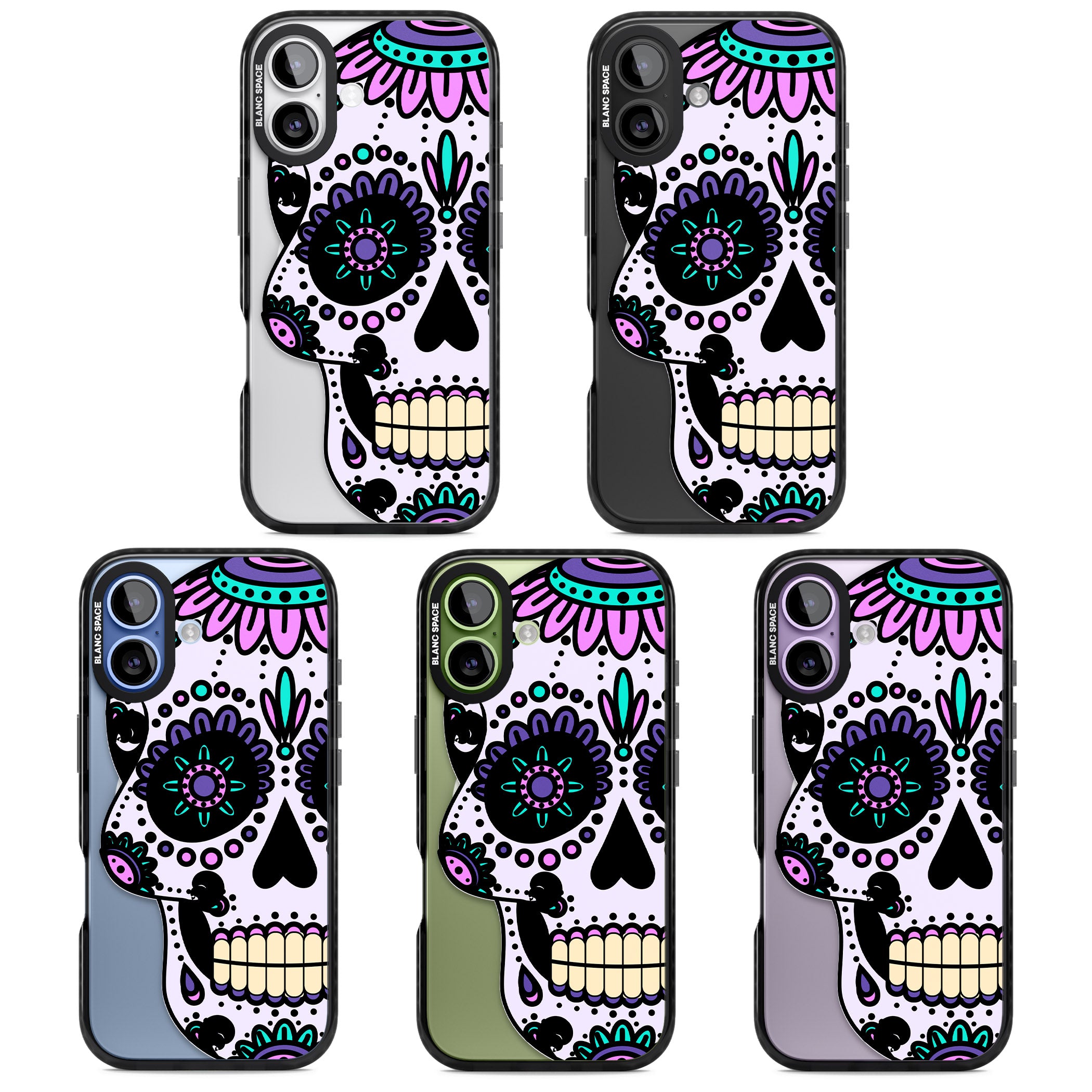 Violet Sugar Skull iPhone 17 Impact Pro Black Phone Case APT Impact Protection
