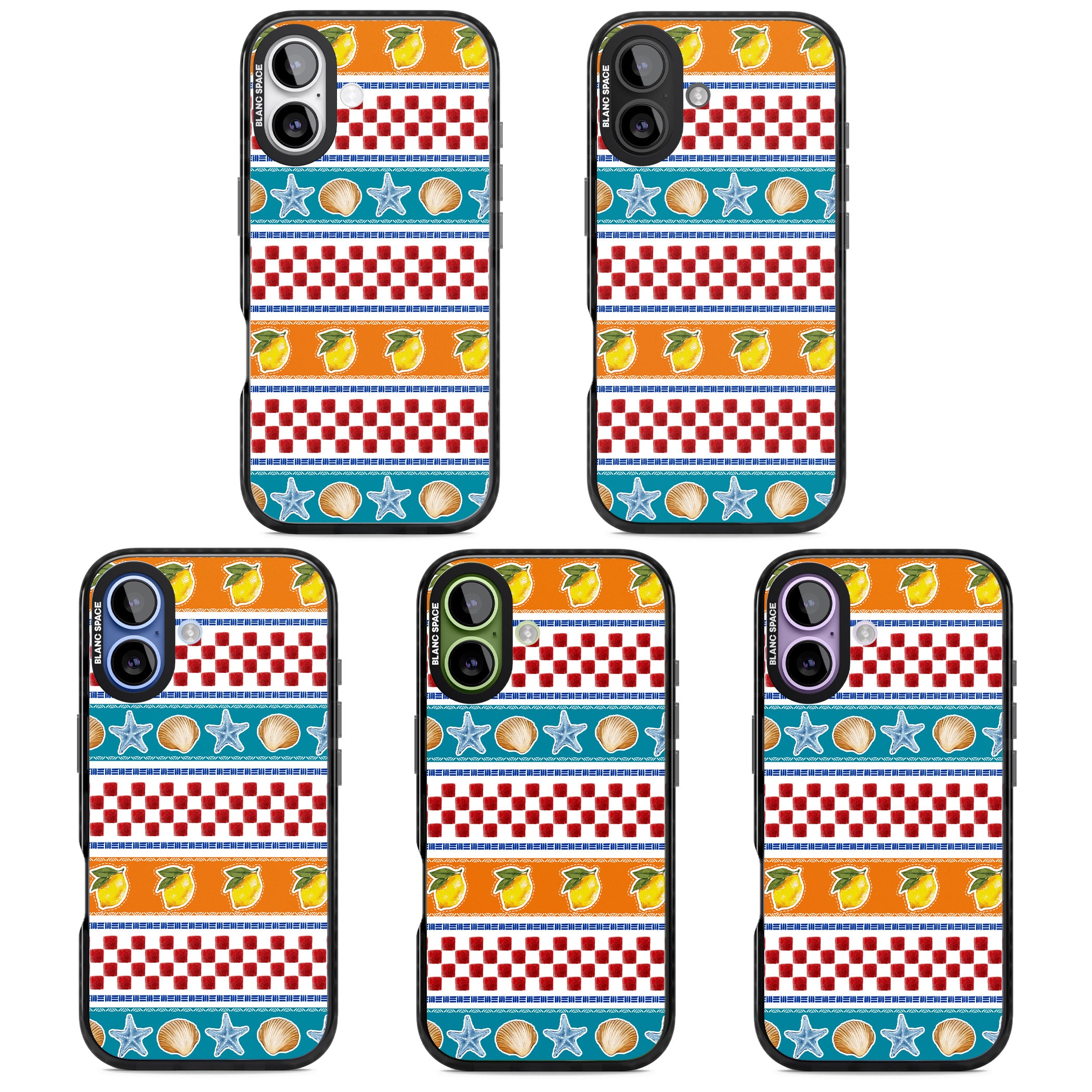 Coastal Italian Check Pattern iPhone 17 Impact Pro Black Phone Case APT Impact Protection