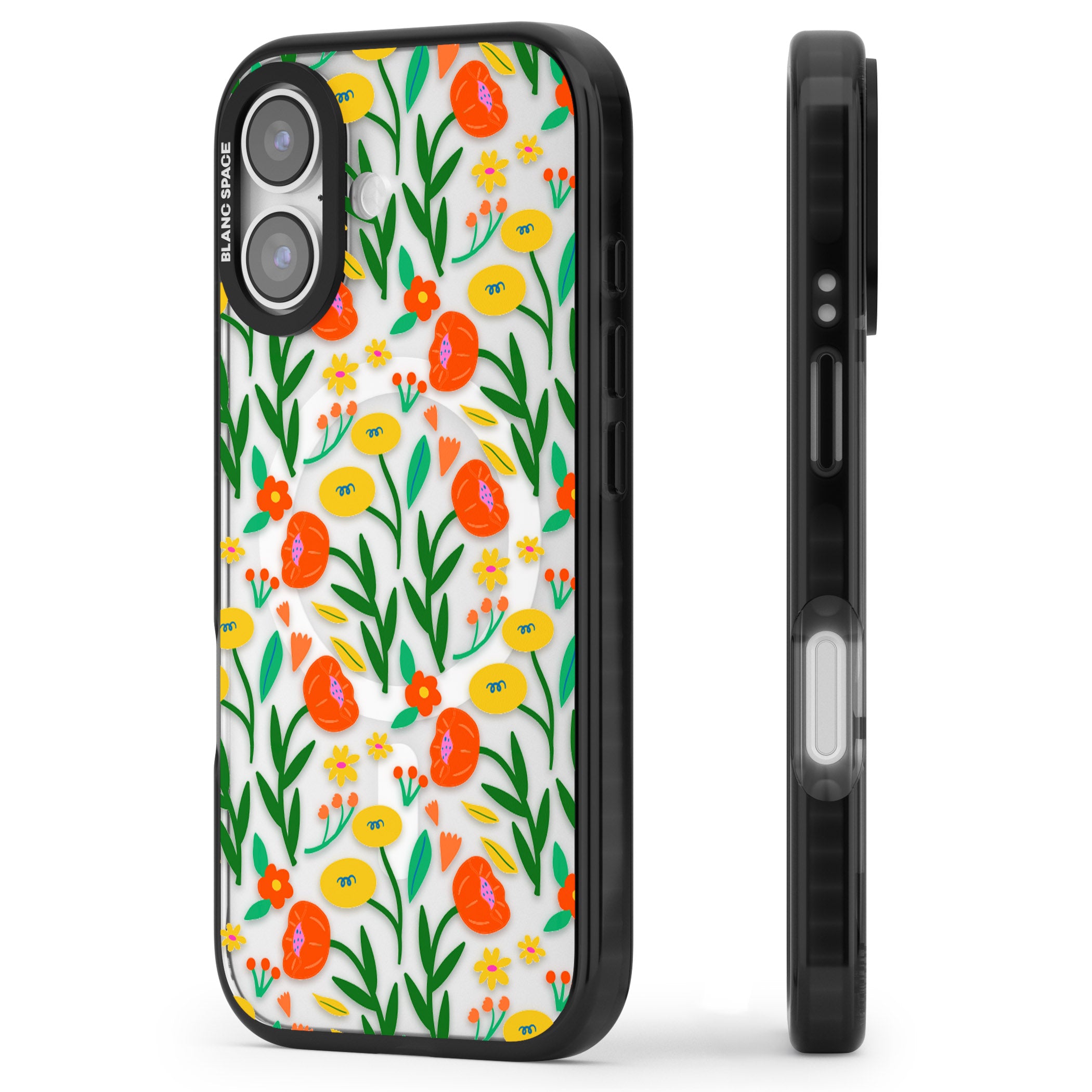 Summer Flower Fiesta iPhone 17 Impact Pro Black Phone Case Side Profile