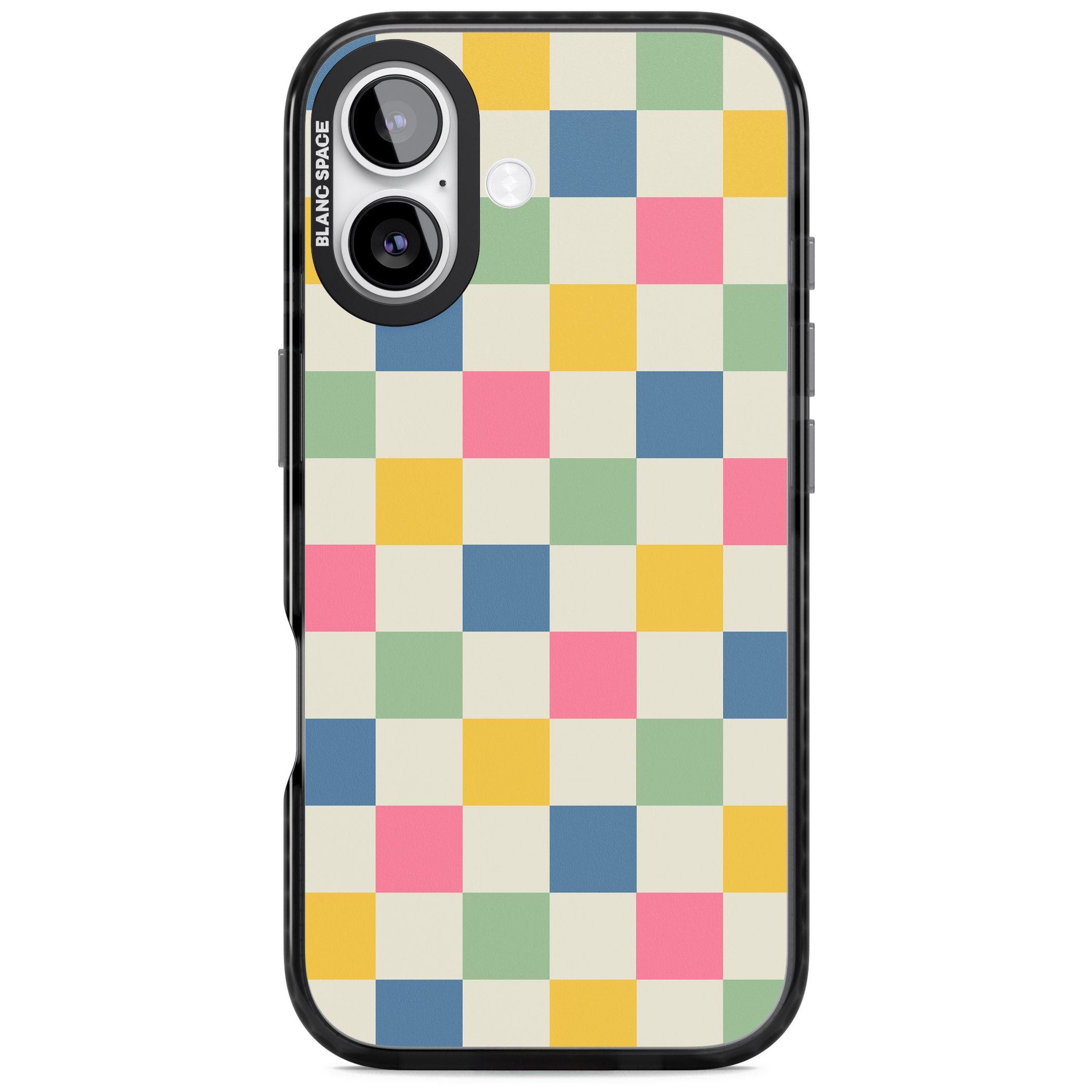 Pastel Multicolor Checkered iPhone 17 Impact Pro Black Phone Case