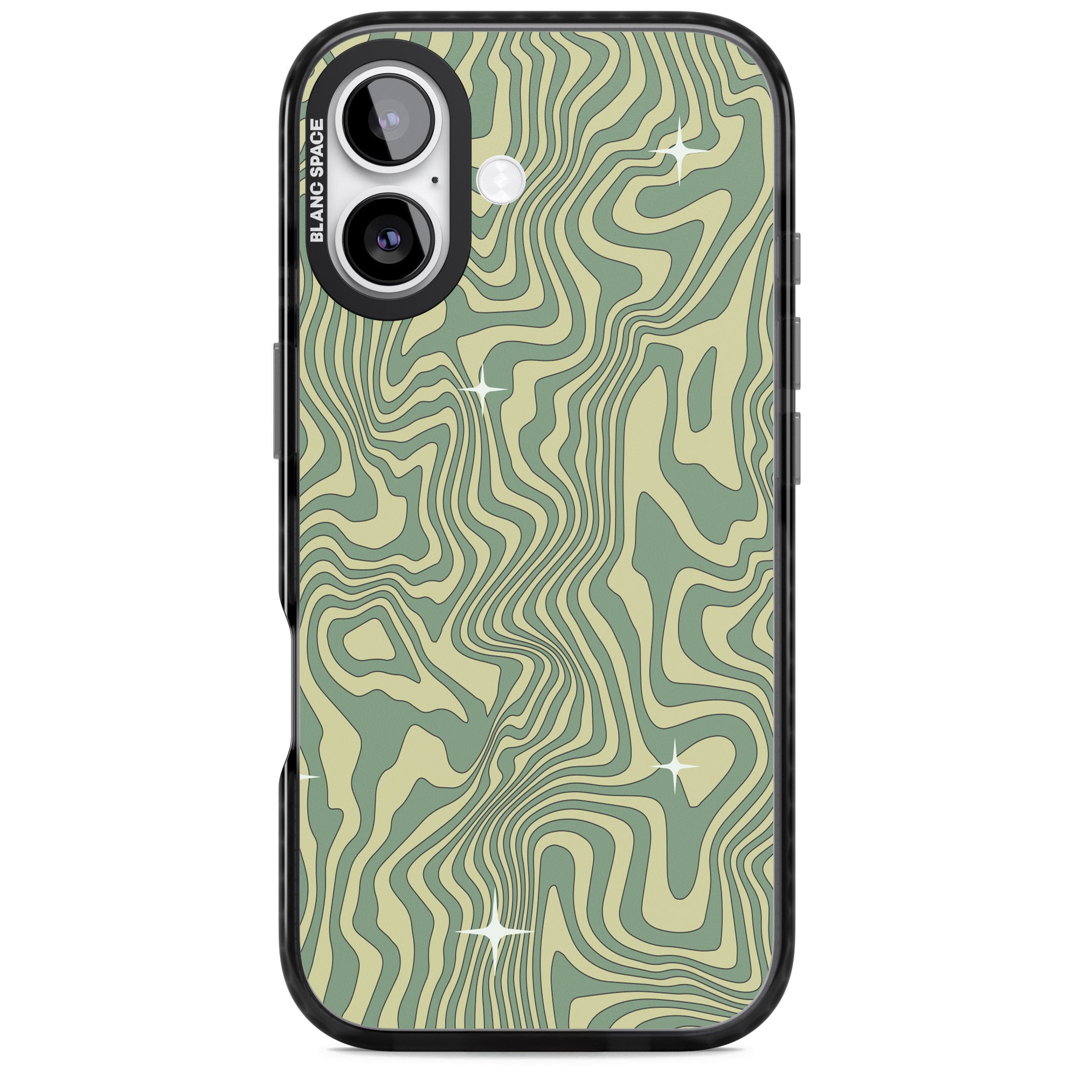 Green Abstract Wave iPhone 17 Impact Pro Black Phone Case