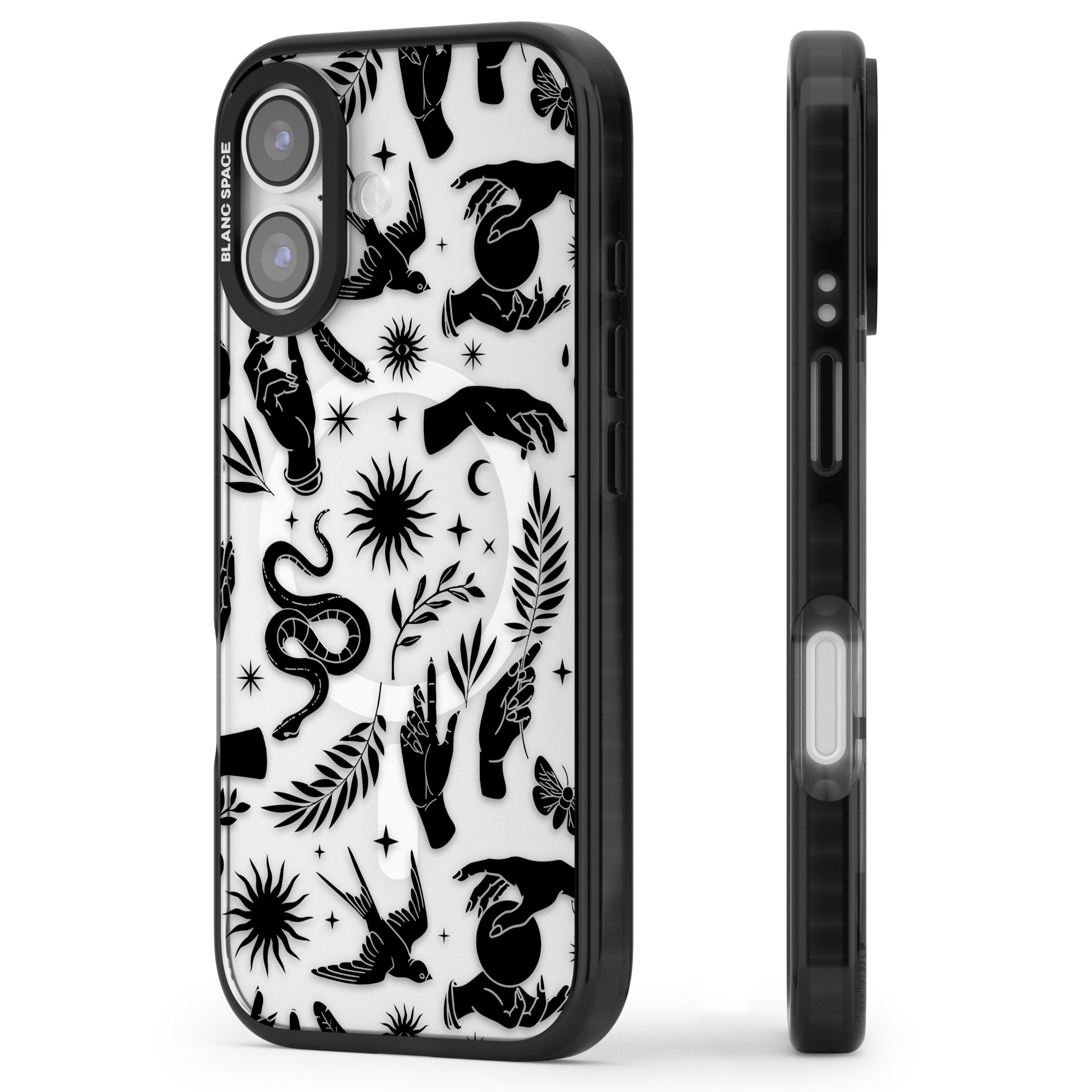 Celestial Pattern (Black) iPhone 17 Impact Pro Black Phone Case Side Profile