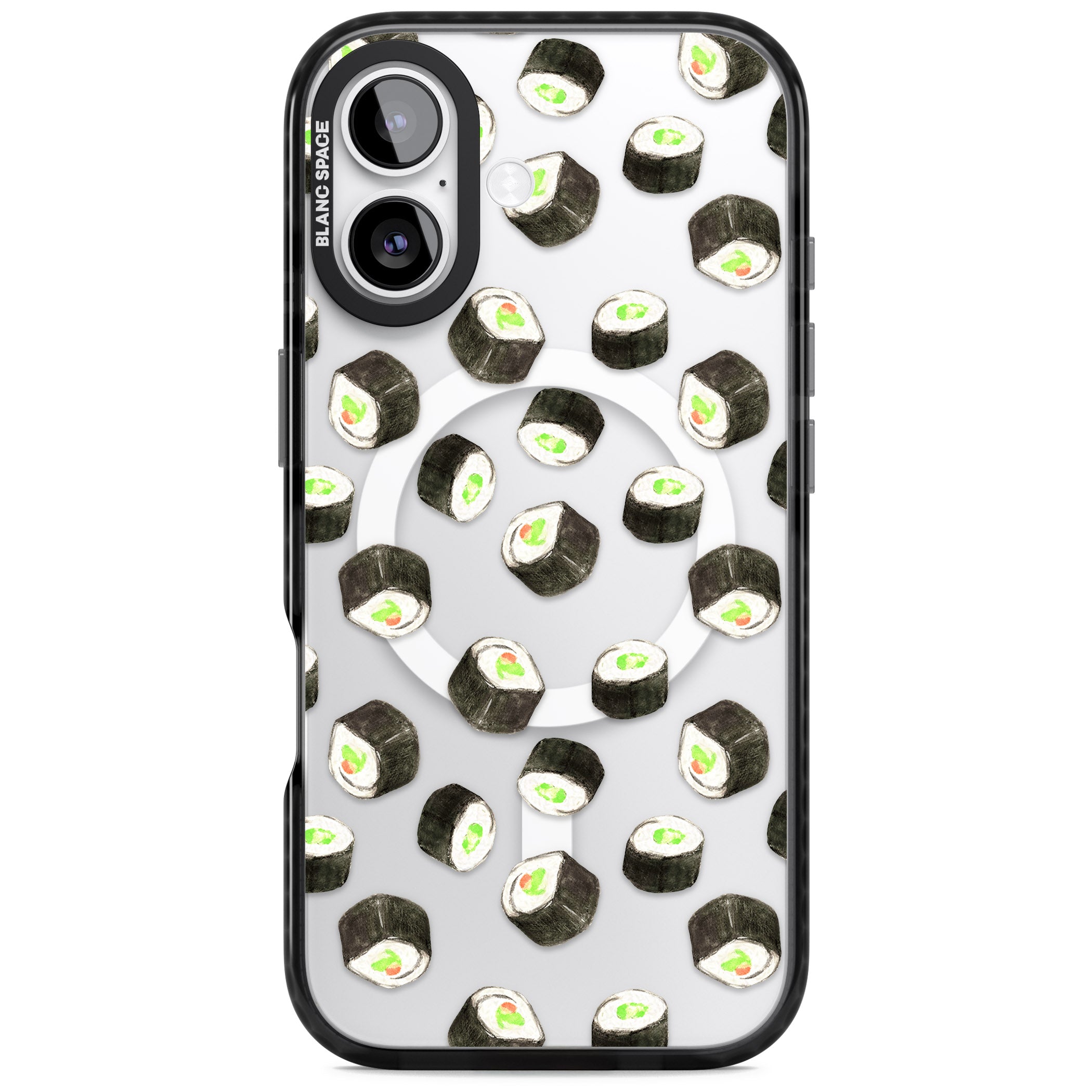 Sushi Pattern iPhone 17 Impact Pro Black Phone Case