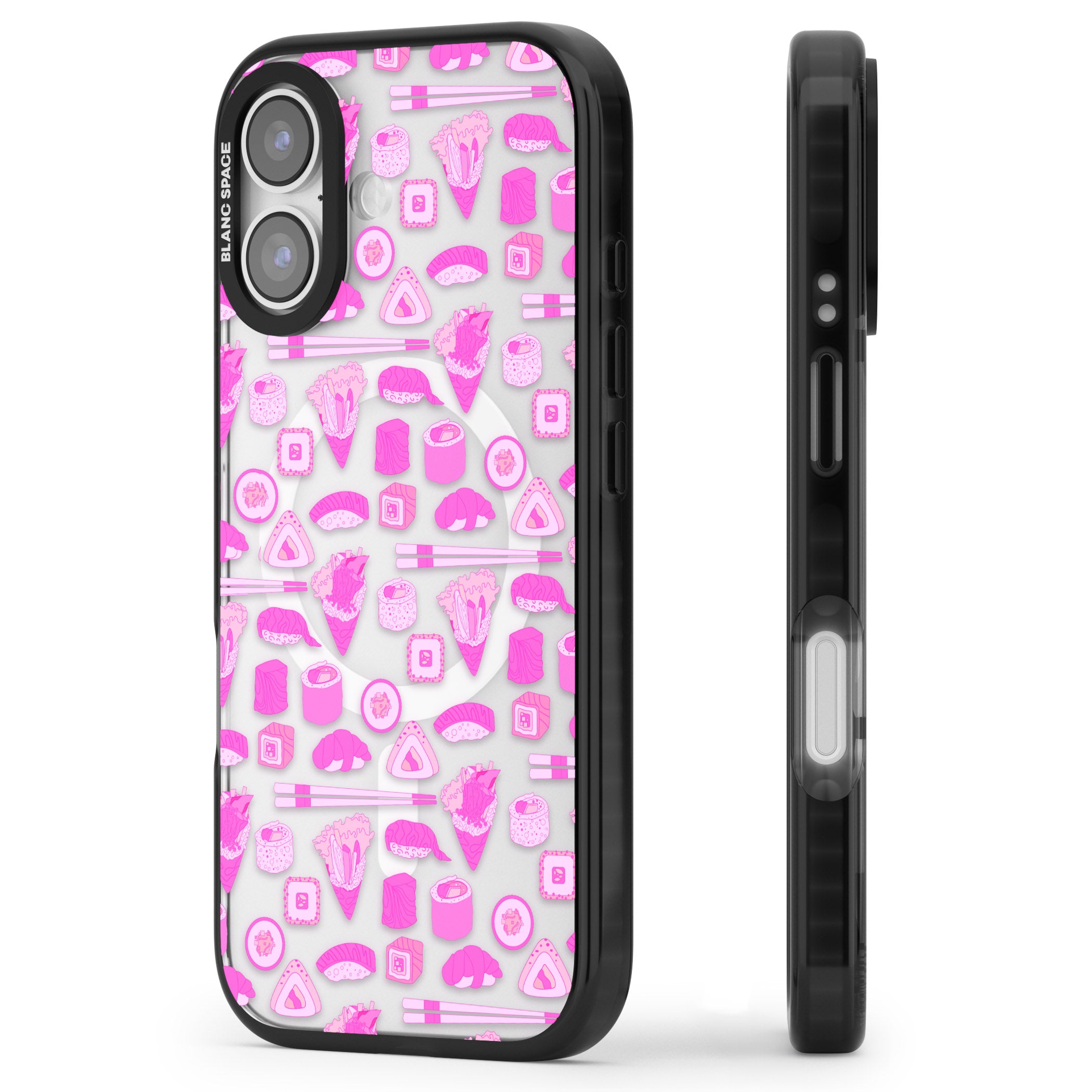 Pink Sushi Pop iPhone 17 Impact Pro Black Phone Case Side Profile