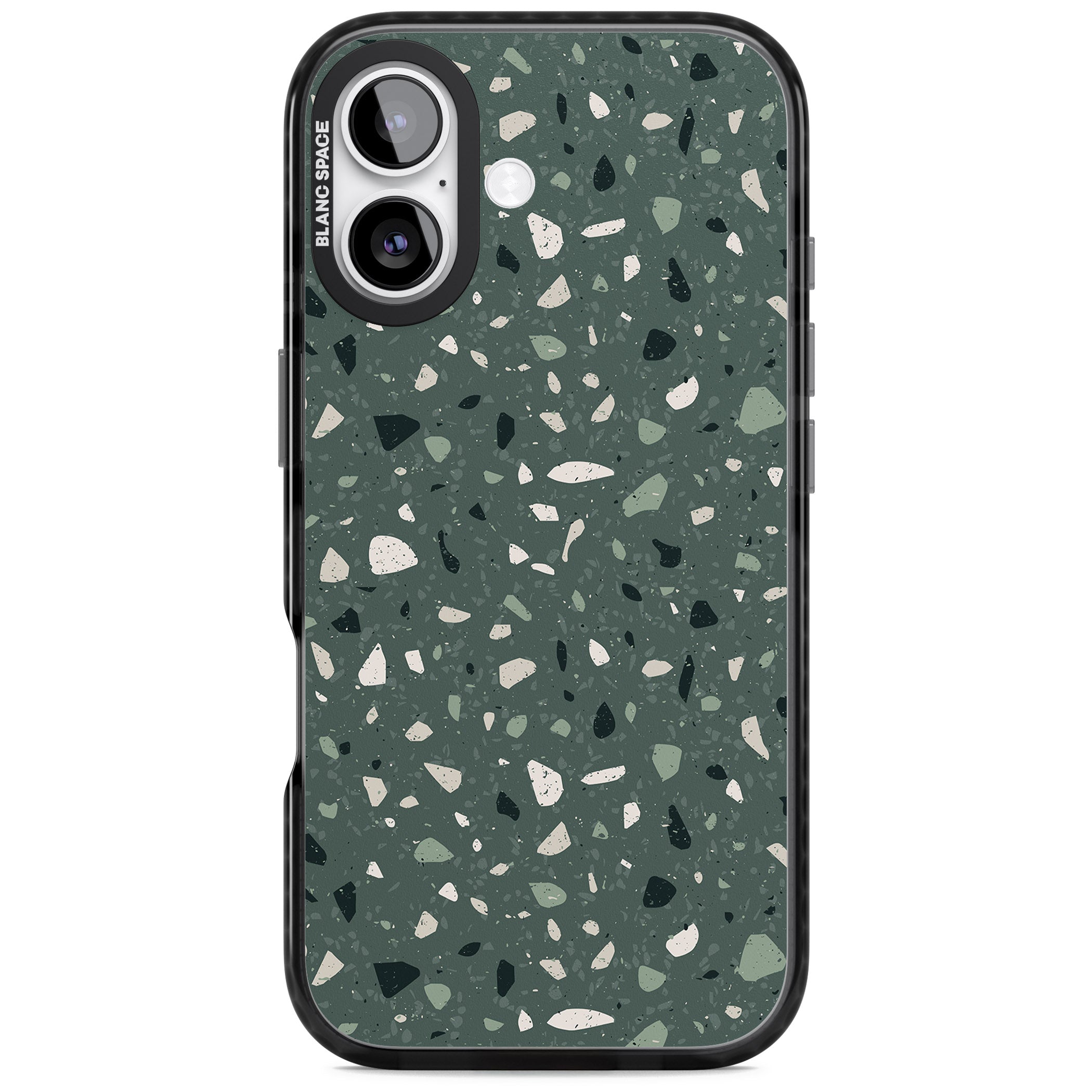 Green & Cream Terrazzo Pattern iPhone 17 Impact Pro Black Phone Case