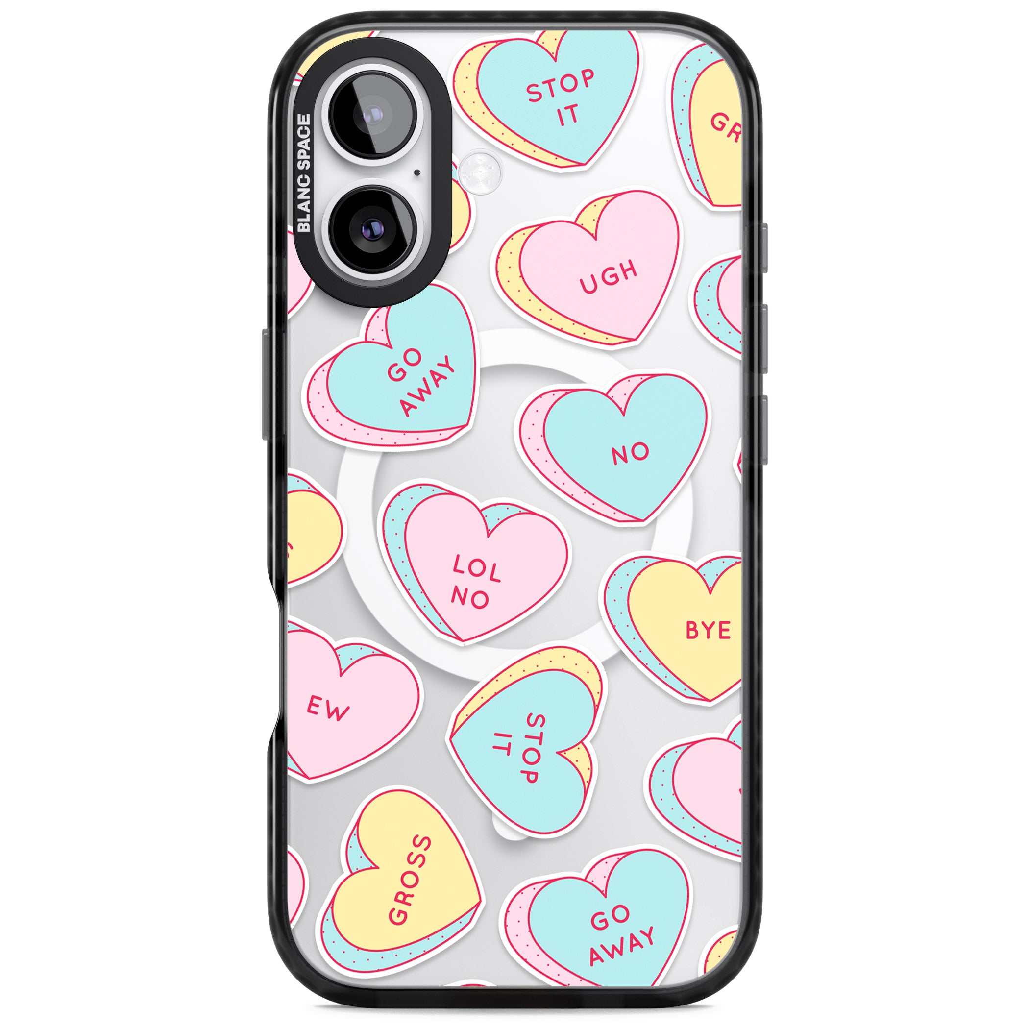 Sarcastic Love Hearts iPhone 17 Impact Pro Black Phone Case