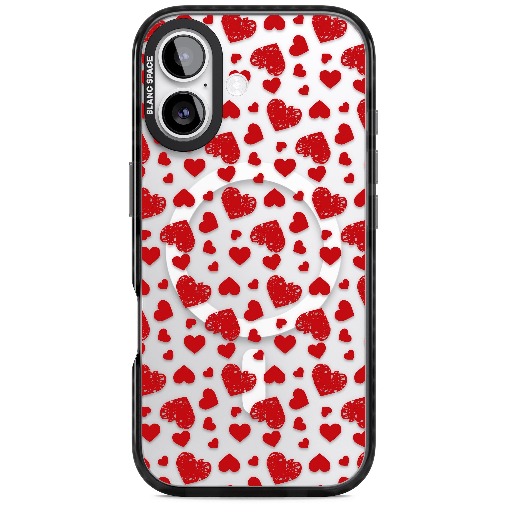 Red Heart Pattern Classic iPhone 17 Impact Pro Black Phone Case