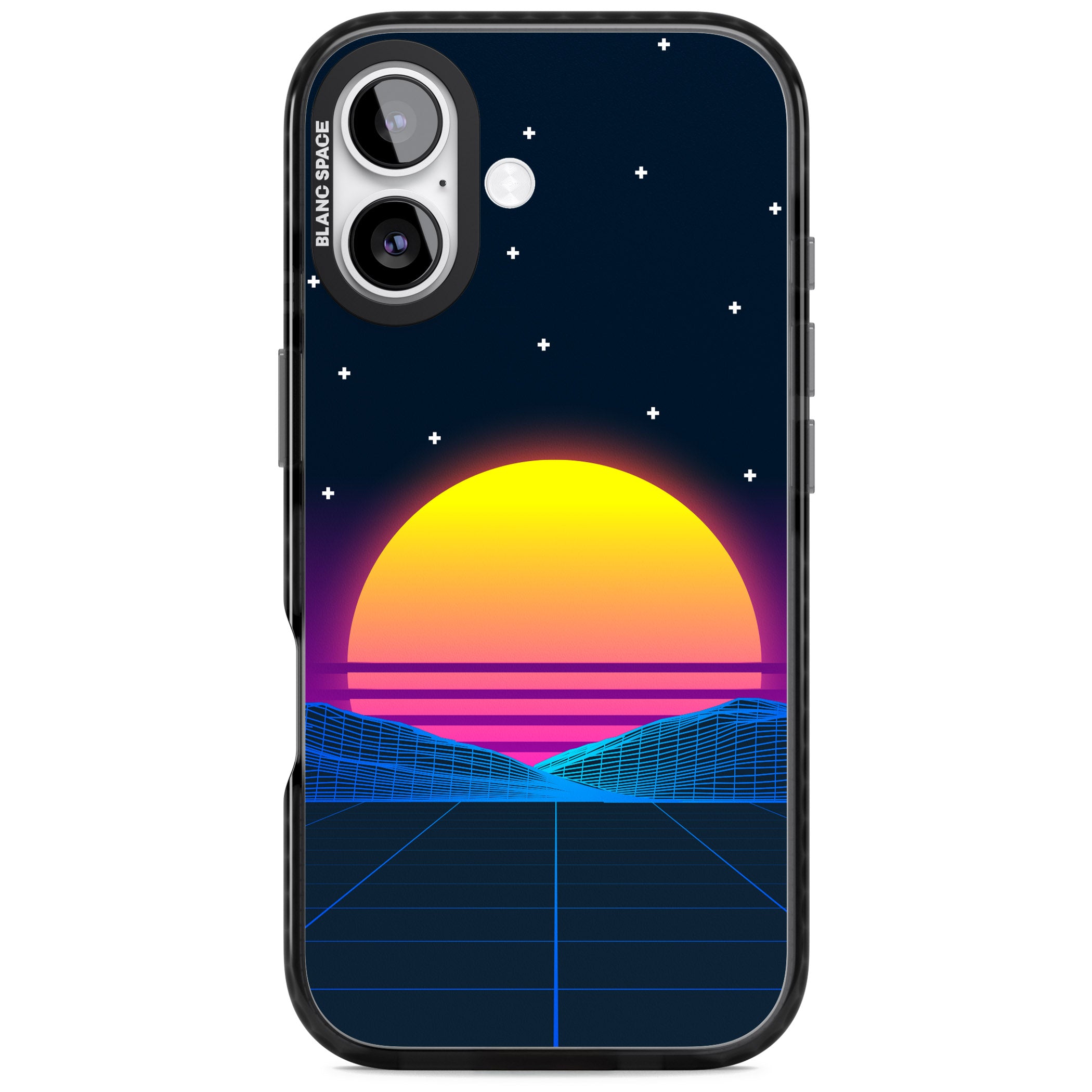 Retro Sunset Vaporwave iPhone 17 Impact Pro Black Phone Case