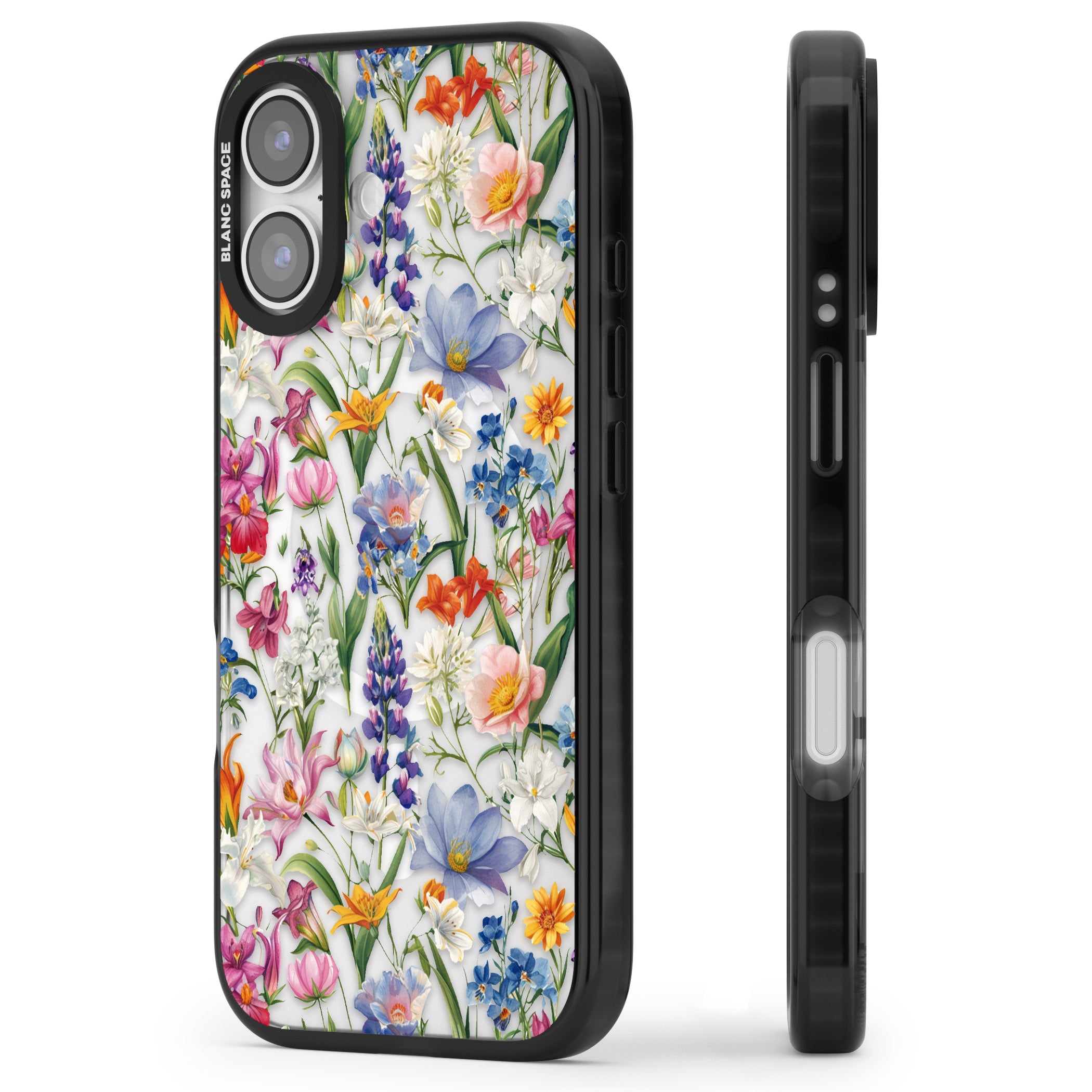 Vintage Wildflowers iPhone 17 Impact Pro Black Phone Case Side Profile