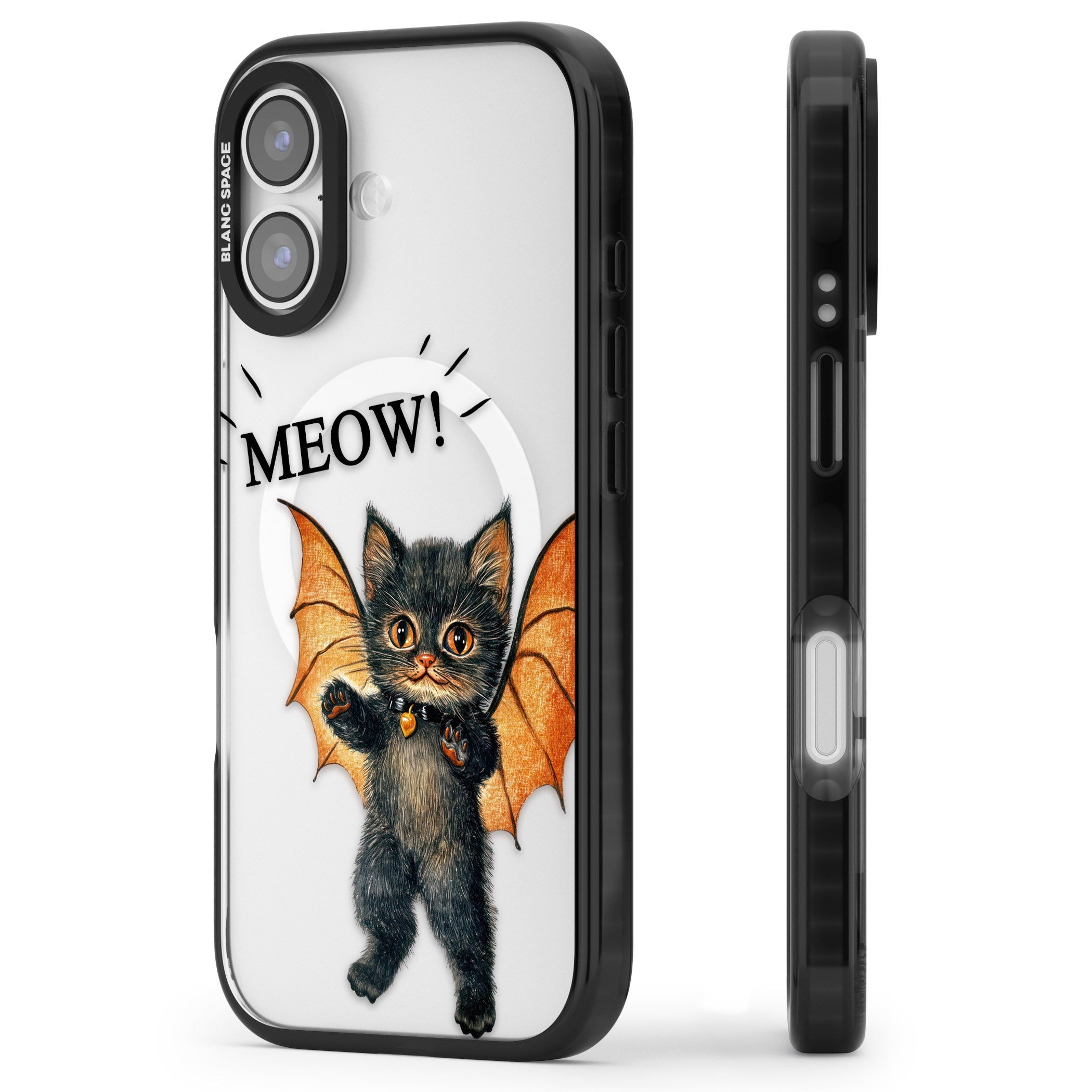Meow iPhone 17 Impact Pro Black Phone Case Side Profile