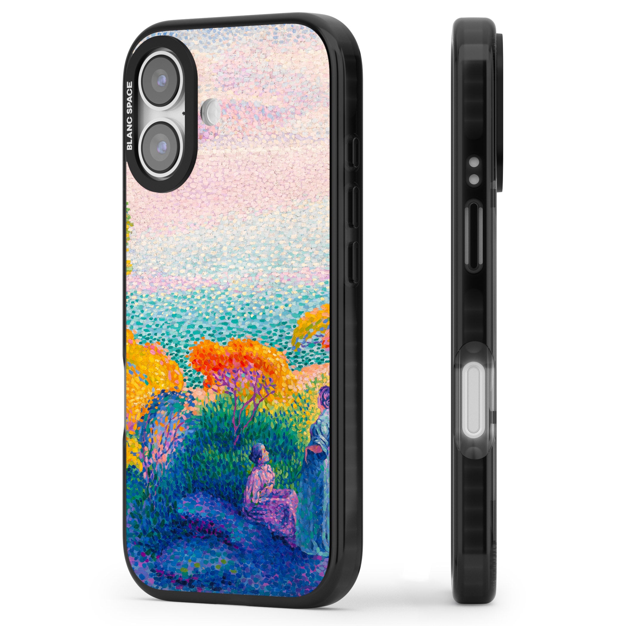 Two Women by the Shore iPhone 17 Impact Pro Black Phone Case Side Profile