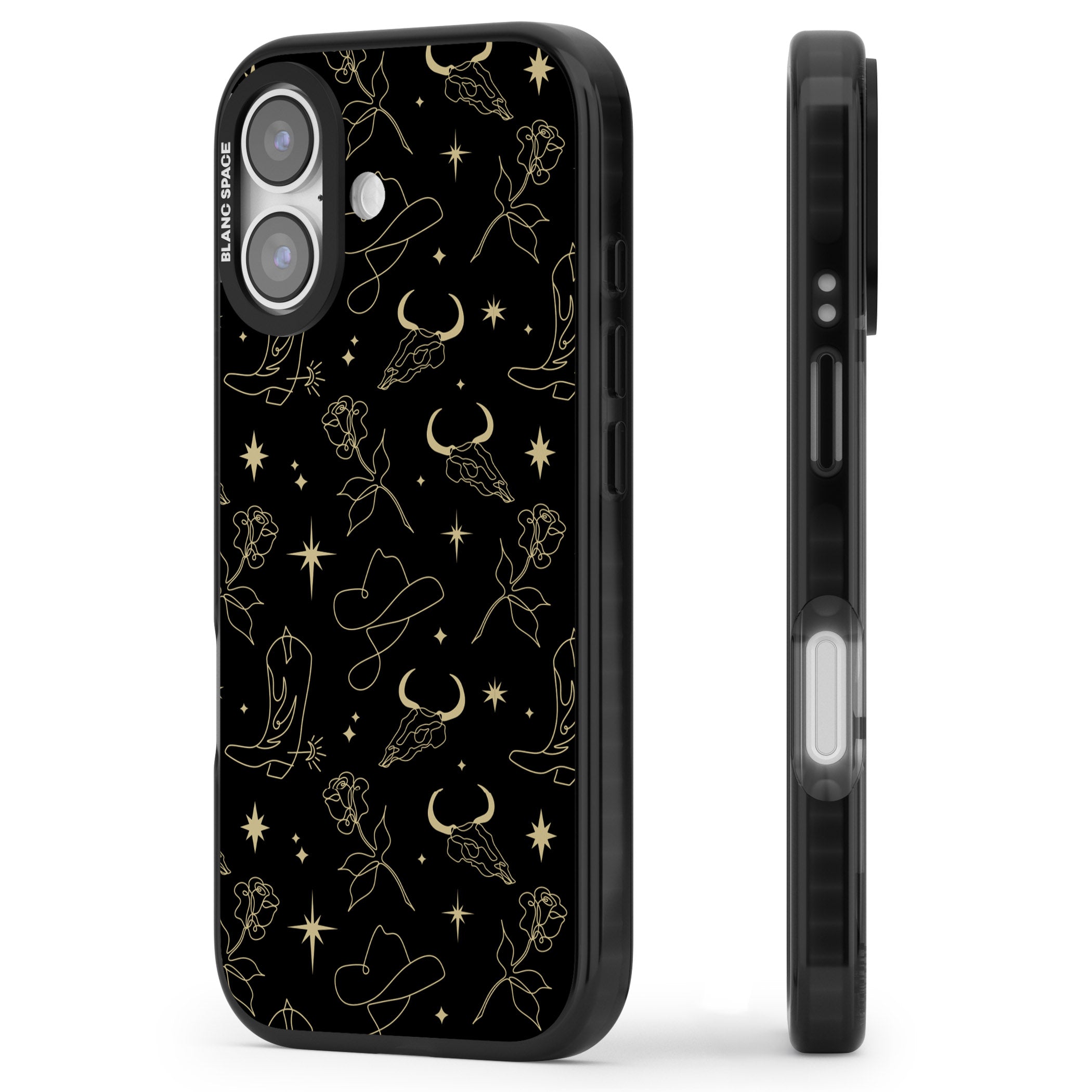 Celestial West Pattern iPhone 17 Impact Pro Black Phone Case Side Profile