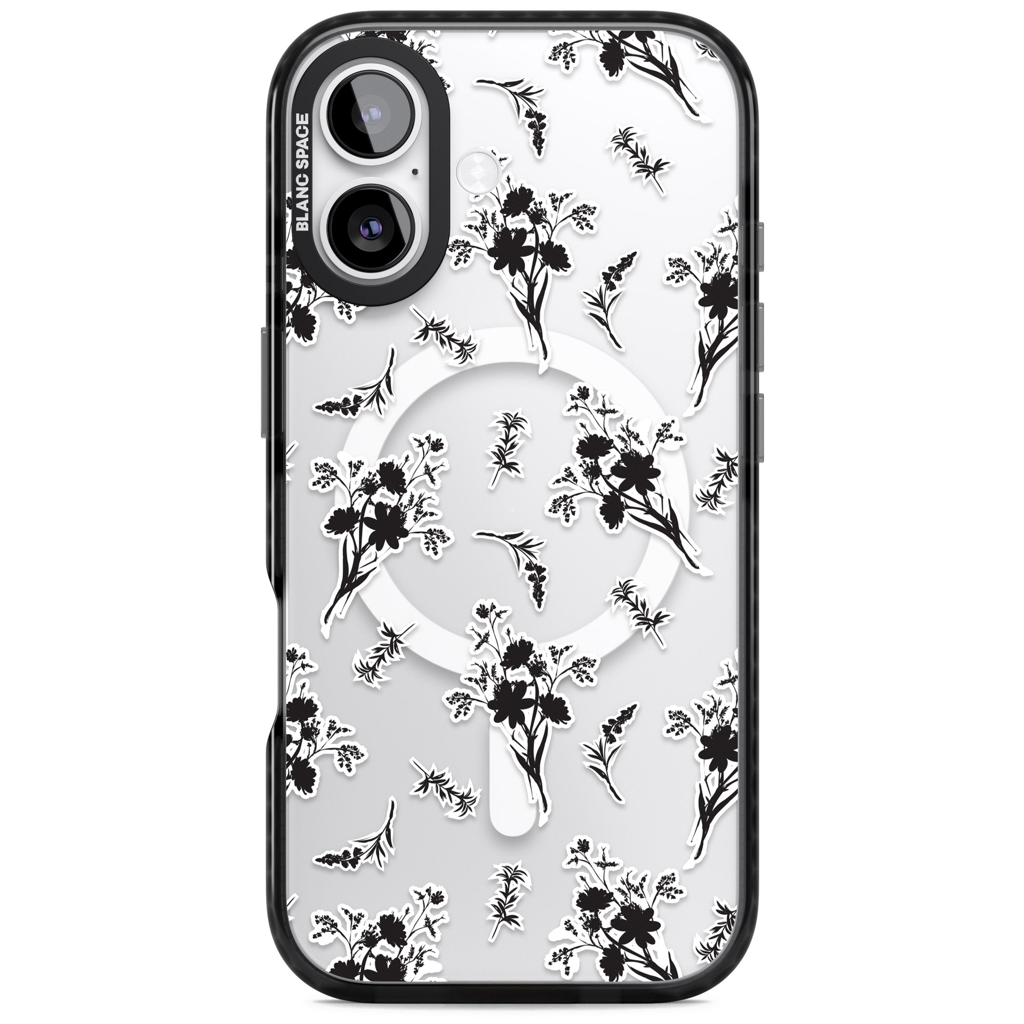 Black Sticker Wildflowers iPhone 17 Impact Pro Black Phone Case