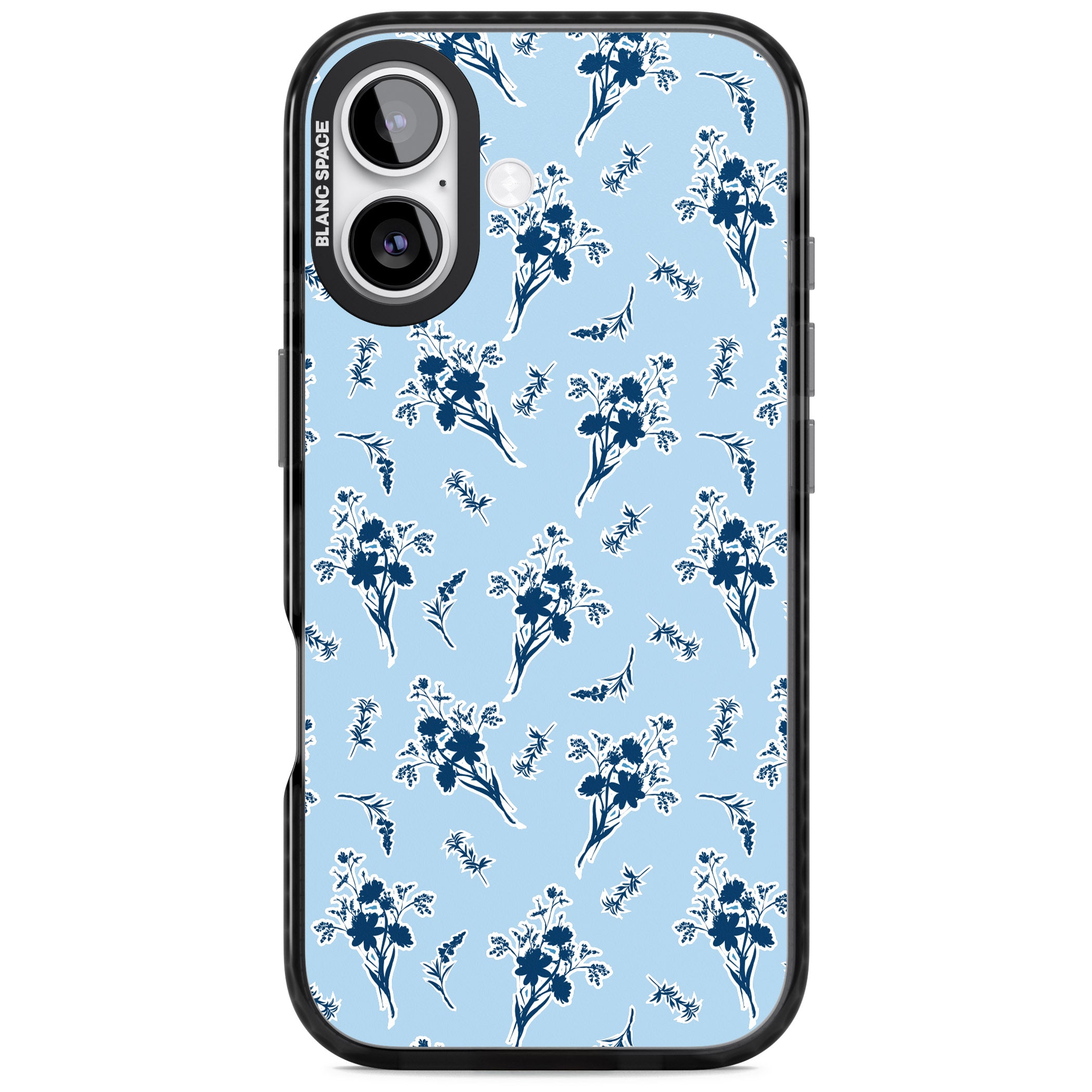 Blue Sticker Wildflowers iPhone 17 Impact Pro Black Phone Case