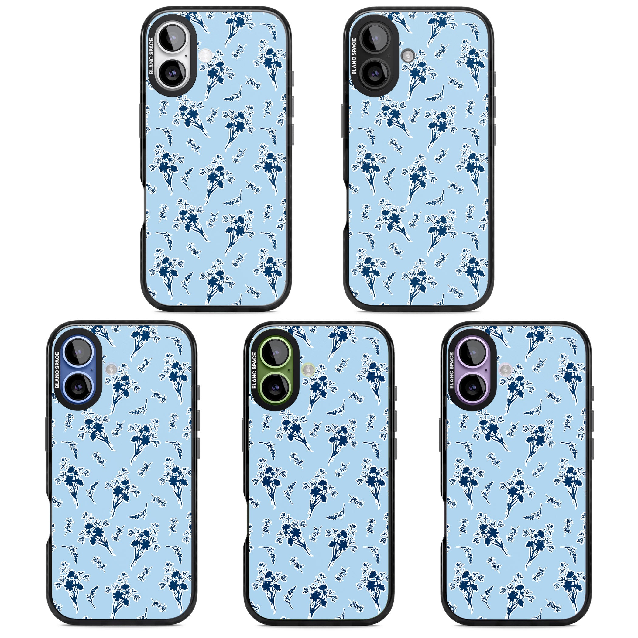 Blue Sticker Wildflowers iPhone 17 Impact Pro Black Phone Case APT Impact Protection