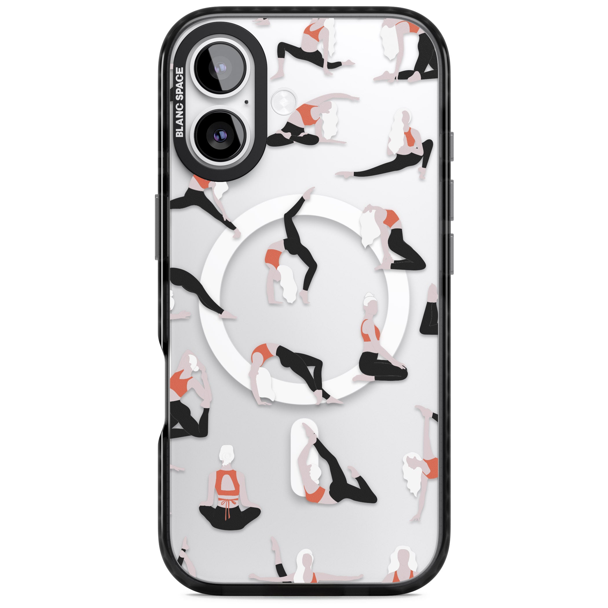 Yoga Poses Clear iPhone 17 Impact Pro Black Phone Case