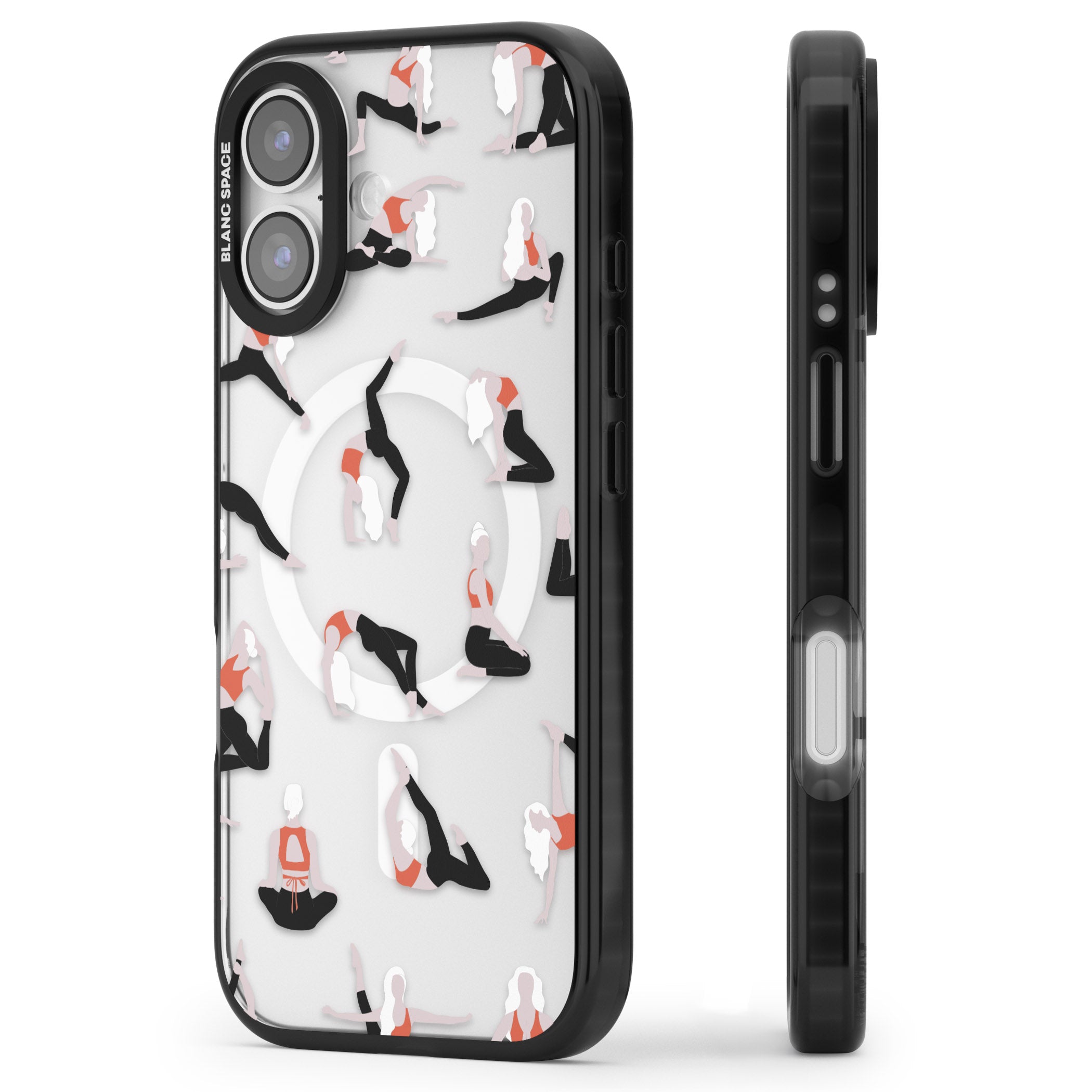 Yoga Poses Clear iPhone 17 Impact Pro Black Phone Case Side Profile