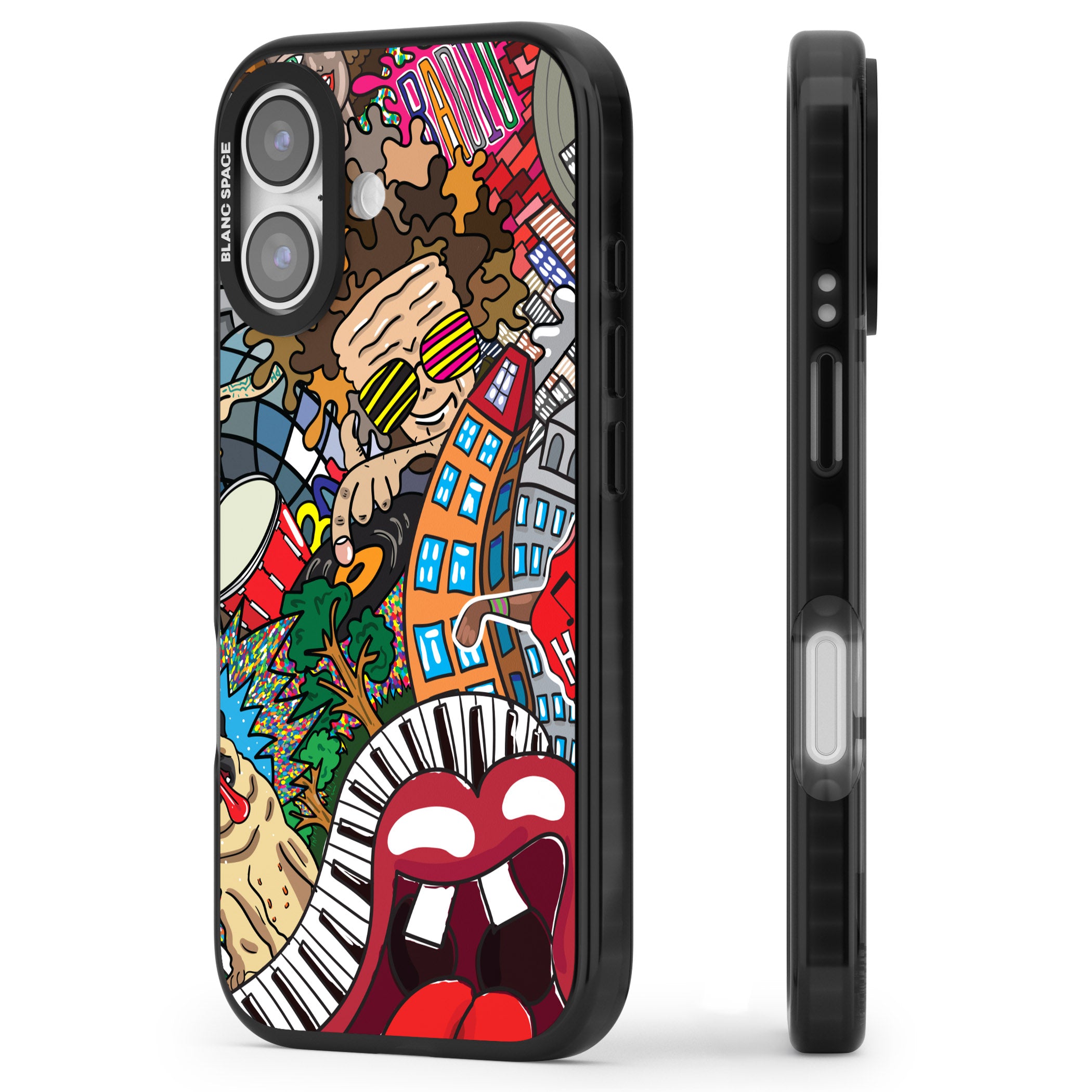 Funky Music City iPhone 17 Impact Pro Black Phone Case Side Profile