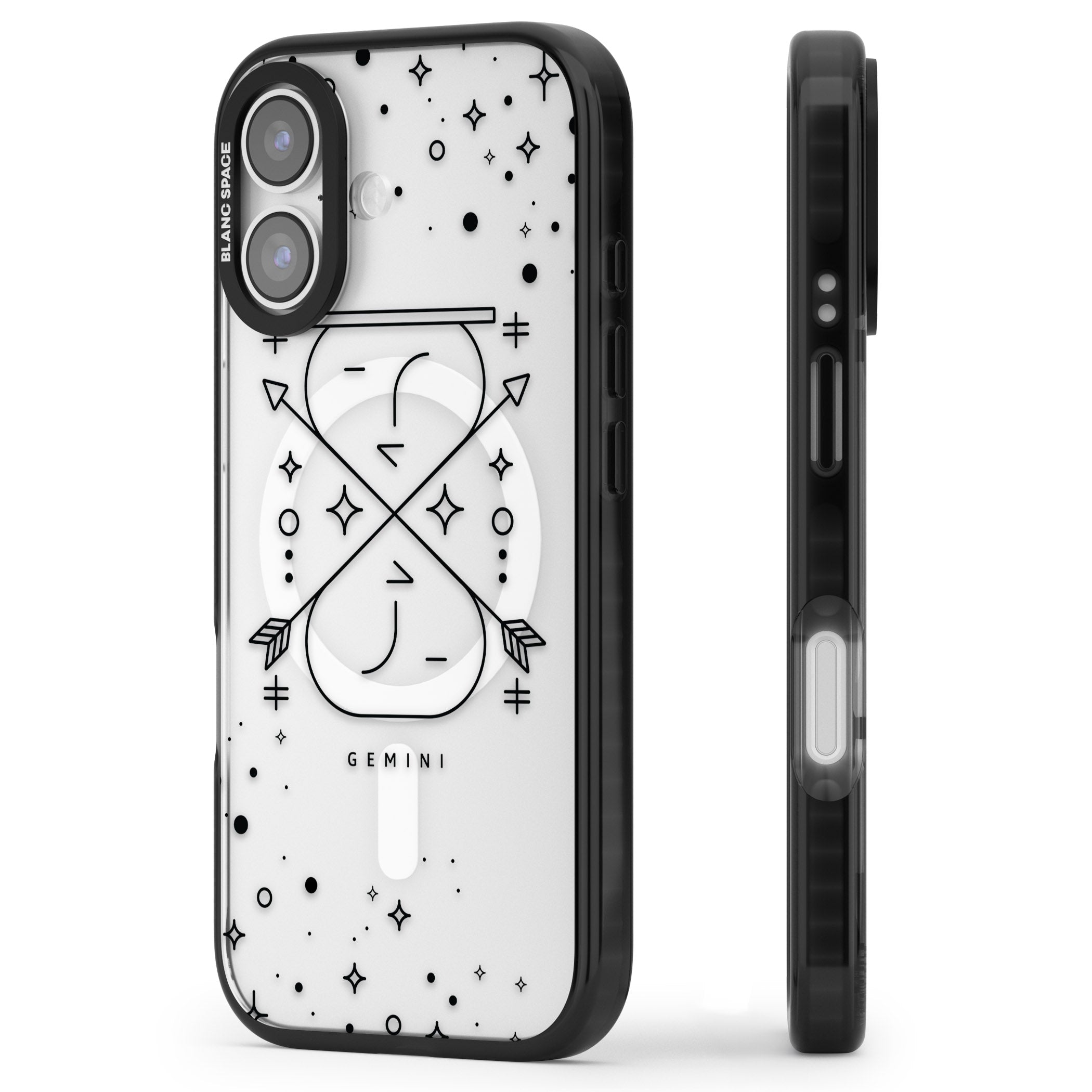 Gemini Zodiac iPhone 17 Impact Pro Black Phone Case Side Profile
