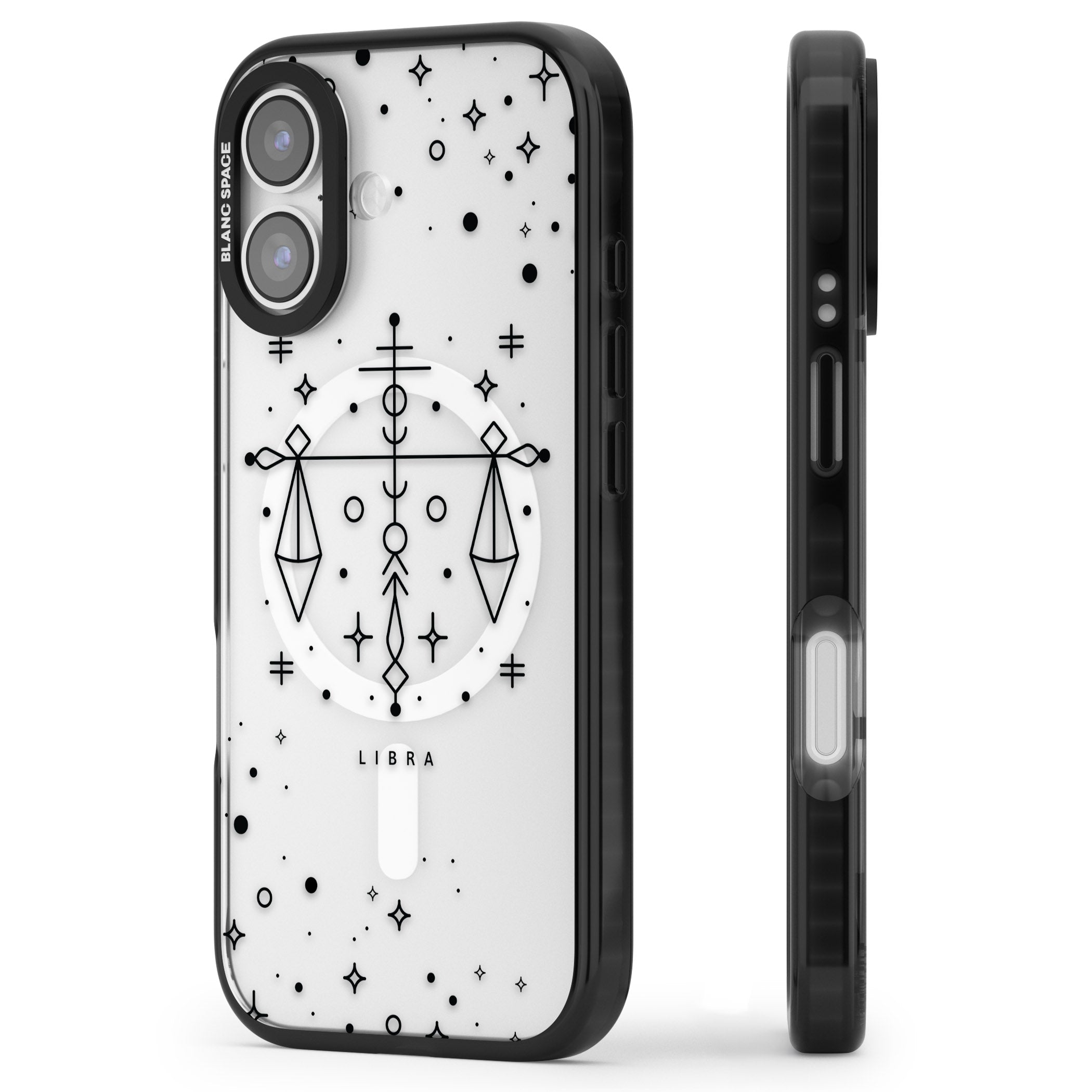 Libra Abstract Zodiac iPhone 17 Impact Pro Black Phone Case Side Profile