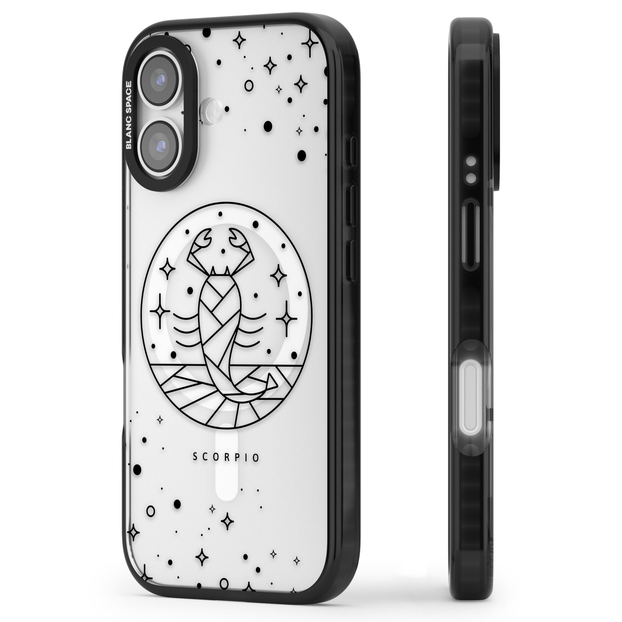 Scorpio Emblem Cosmic Design iPhone 17 Impact Pro Black Phone Case Side Profile