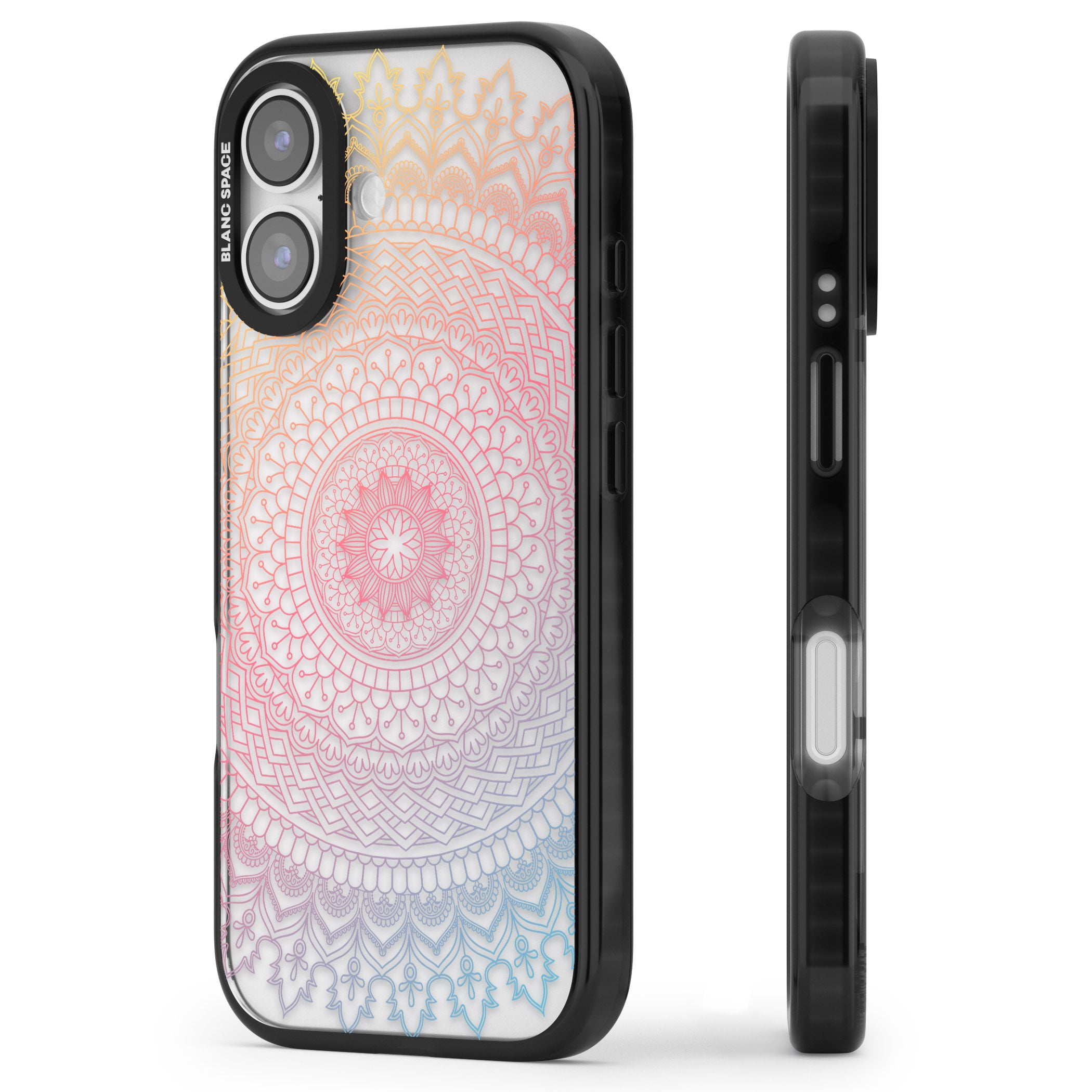 Rainbow Mandala iPhone 17 Impact Black Phone Case Side Profile