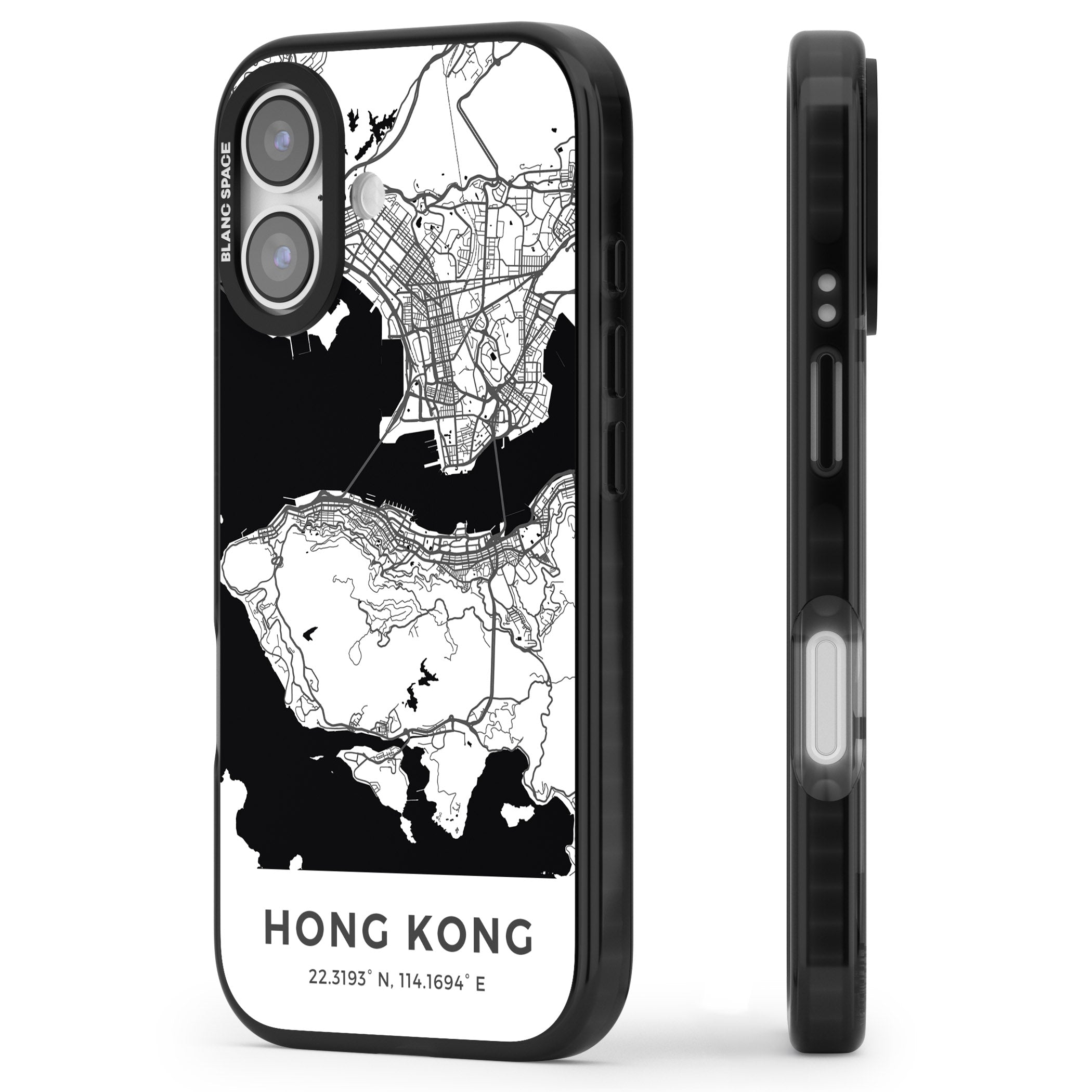 Hong Kong Map iPhone 17 Impact Black Phone Case Side Profile
