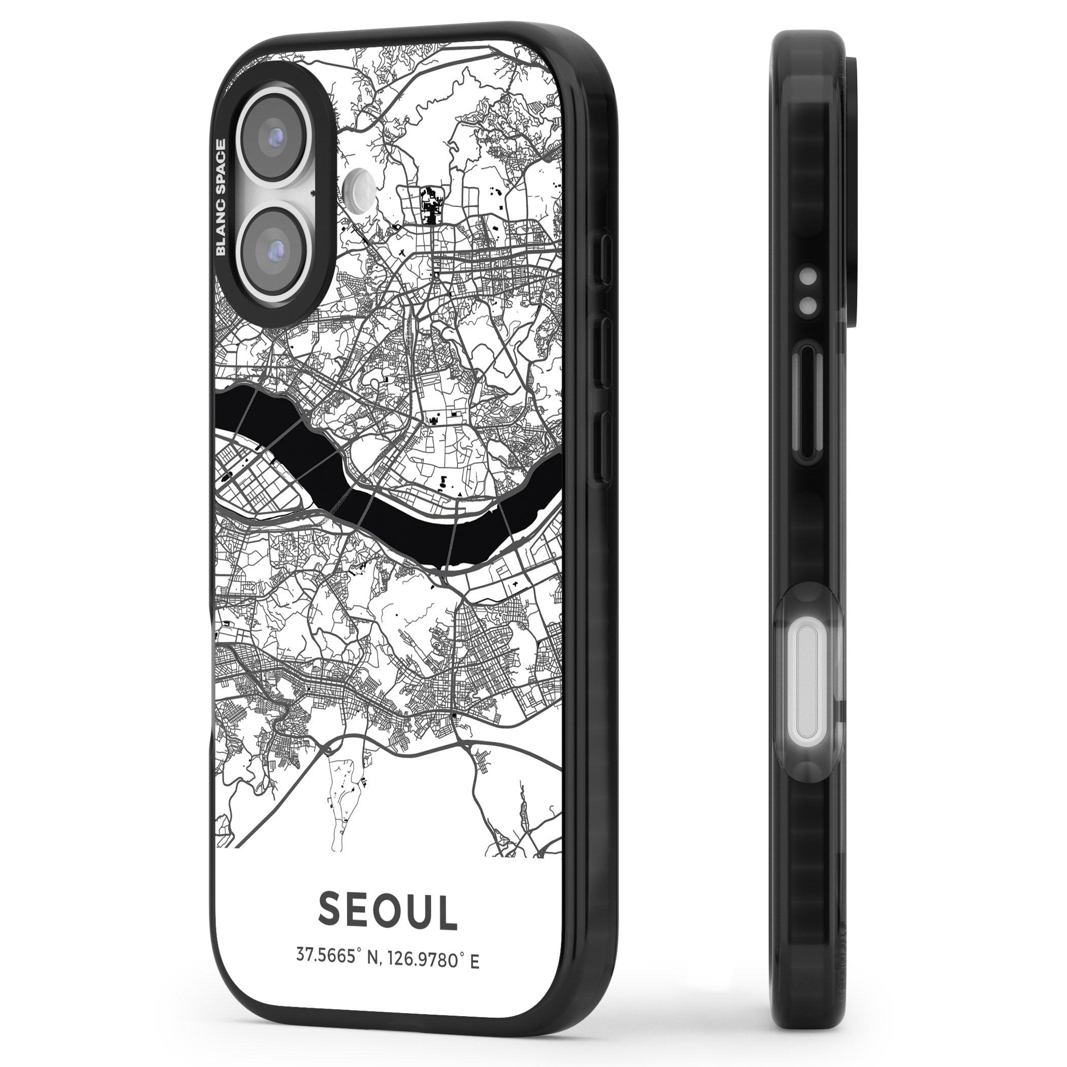 Seoul City Map iPhone 17 Impact Black Phone Case Side Profile