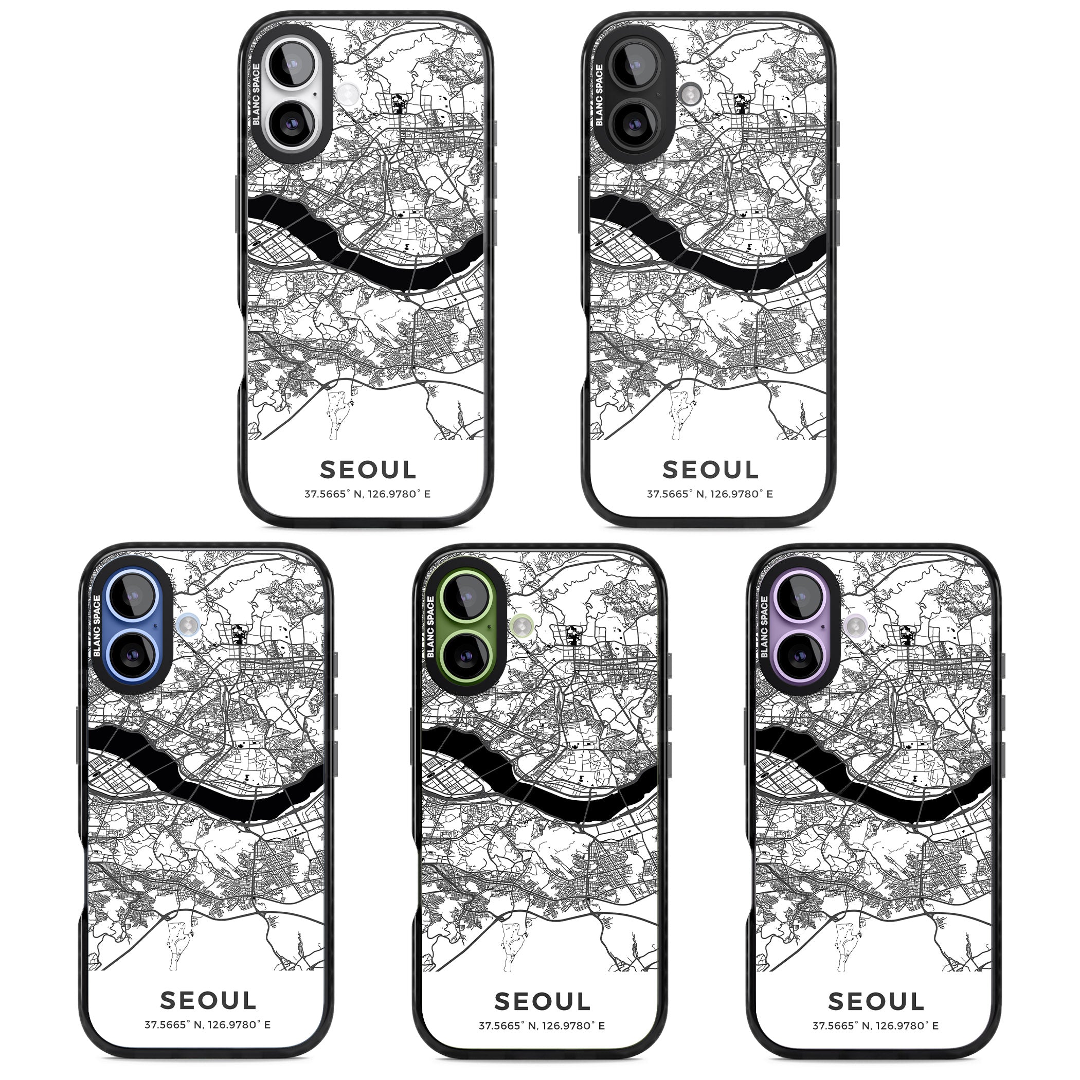 Seoul City Map iPhone 17 Impact Black Phone Case APT Impact Protection
