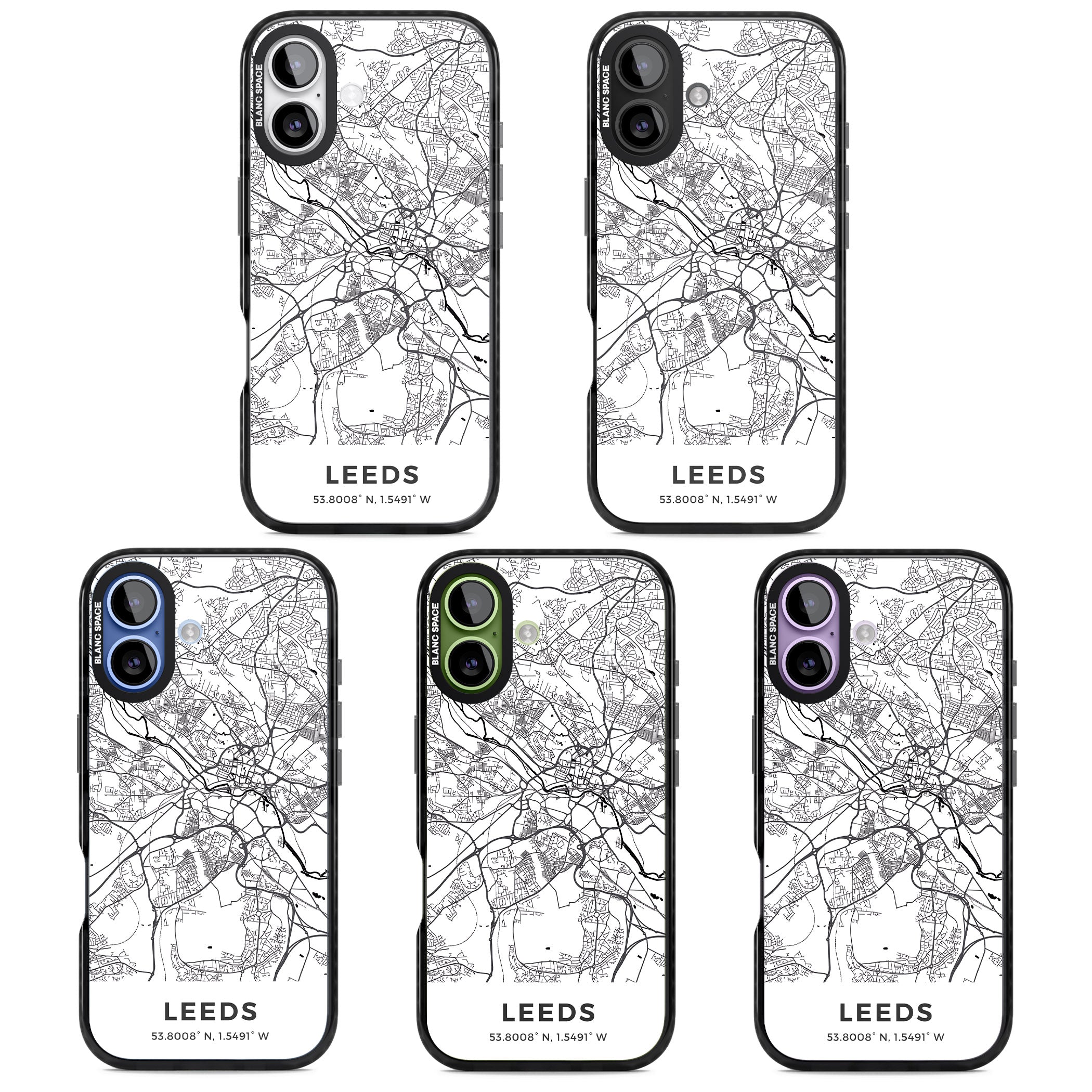 Leeds Map iPhone 17 Impact Black Phone Case APT Impact Protection