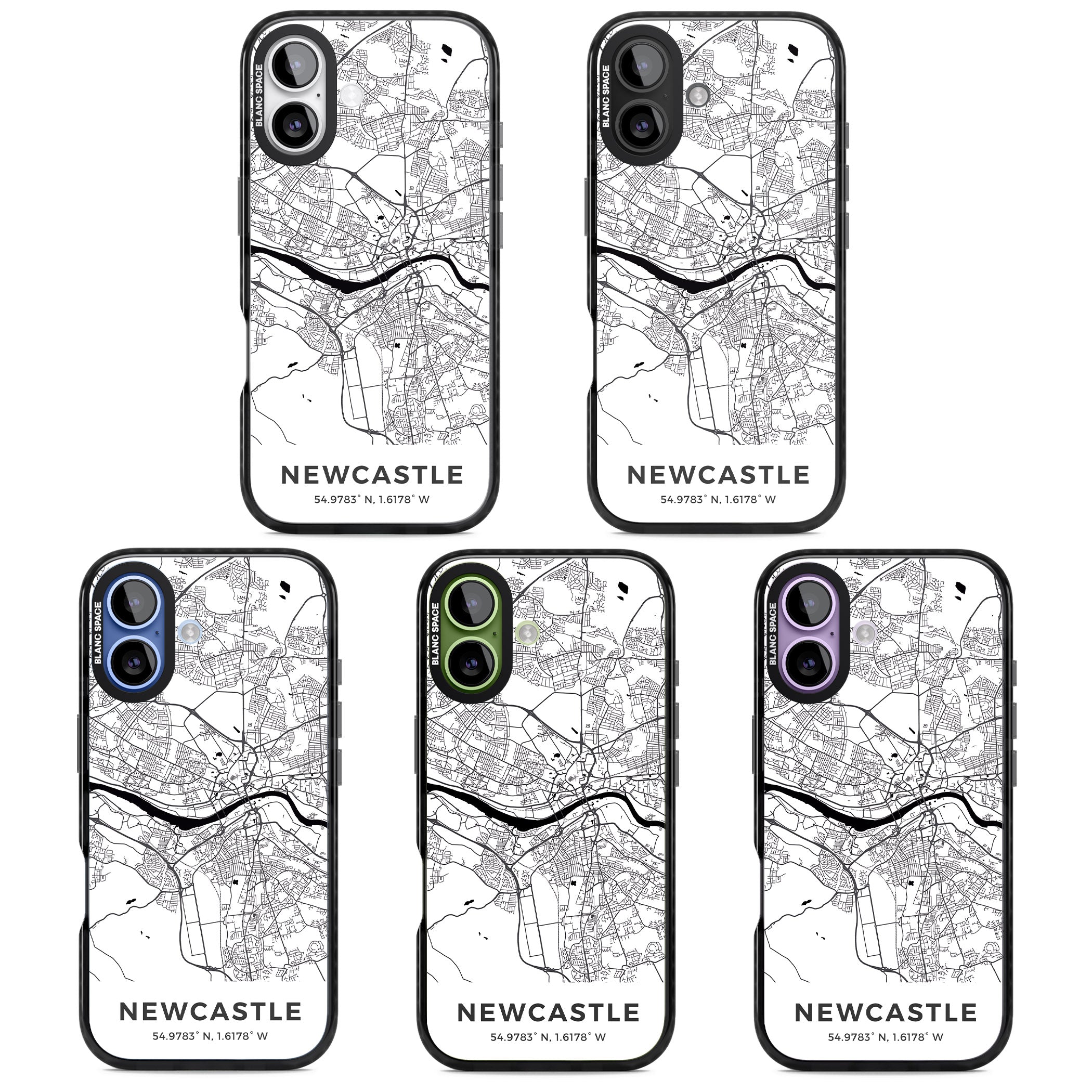Newcastle City Map iPhone 17 Impact Black Phone Case APT Impact Protection
