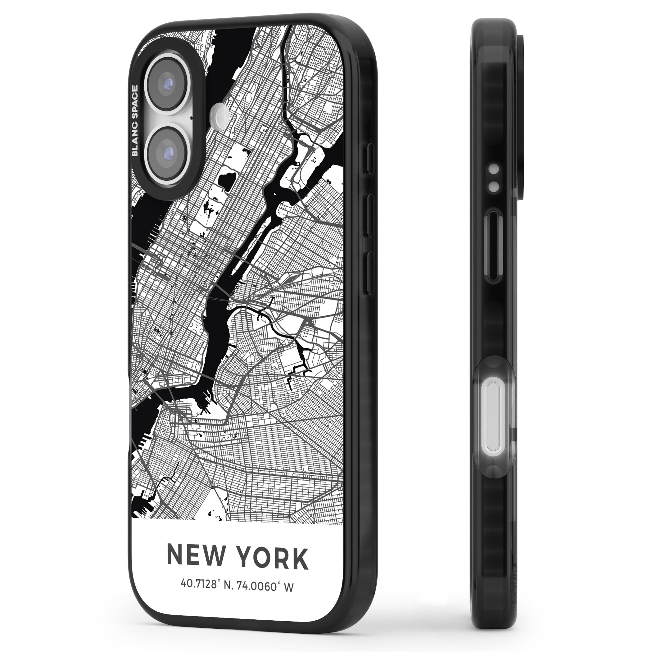 New York Map iPhone 17 Impact Black Phone Case Side Profile