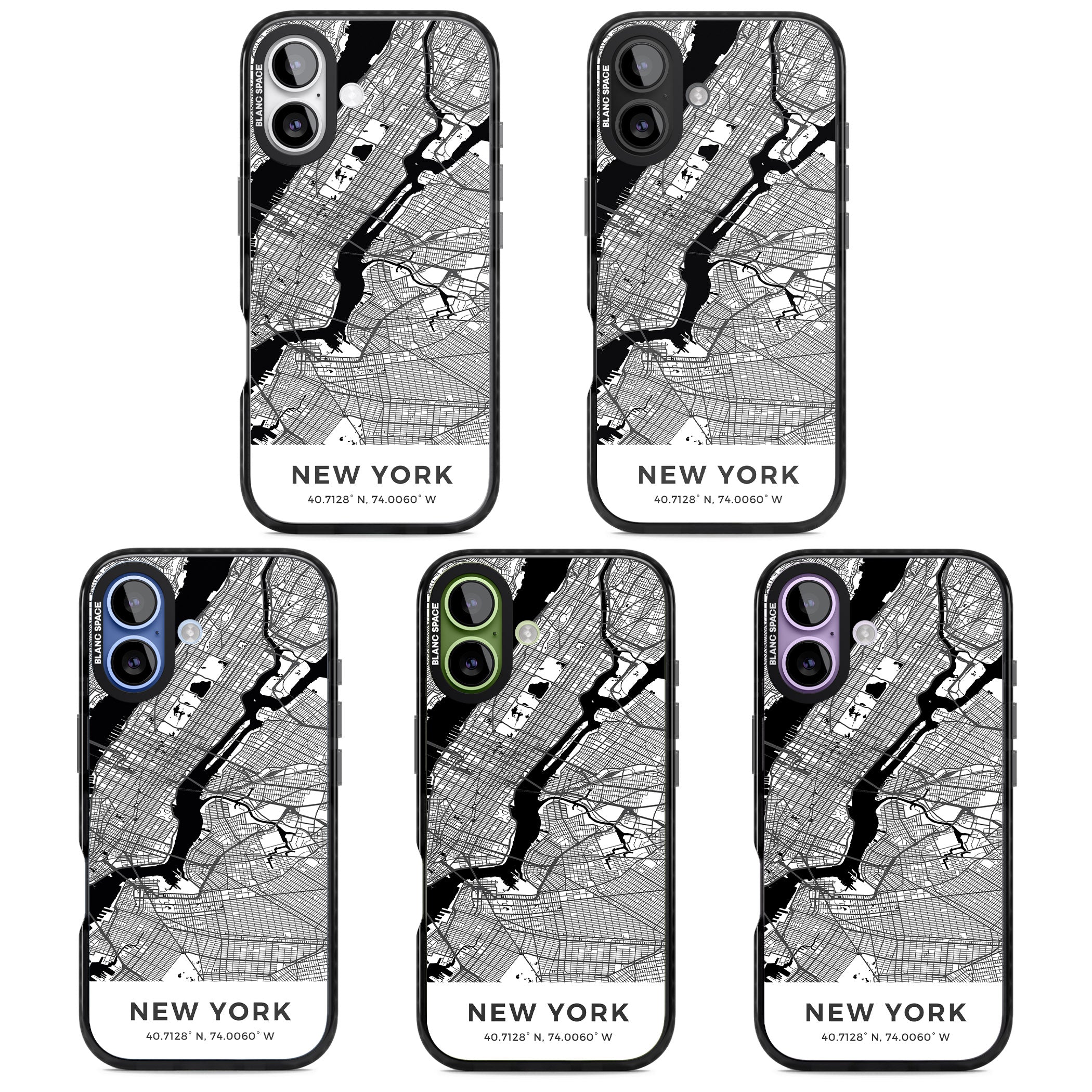 New York Map iPhone 17 Impact Black Phone Case APT Impact Protection