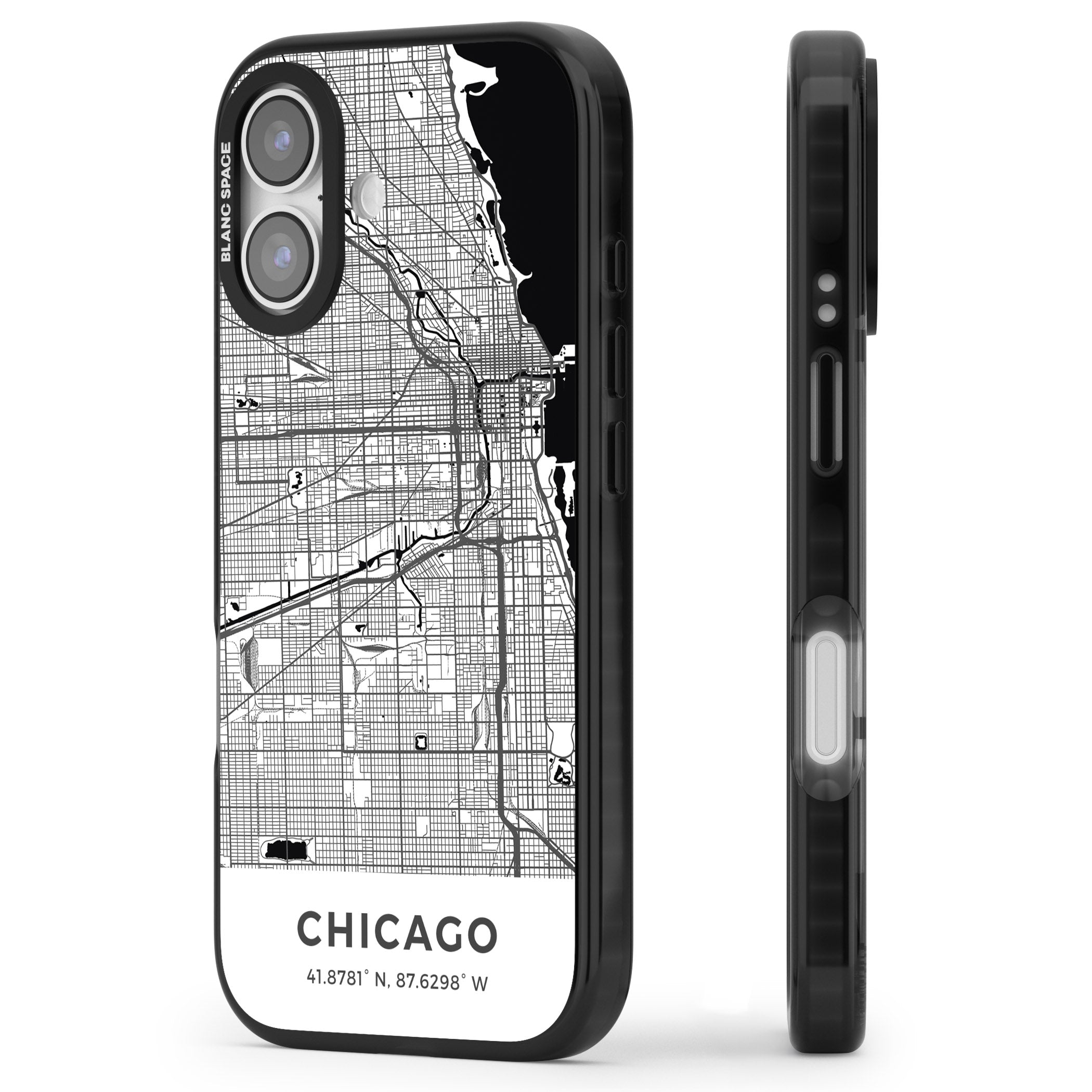Chicago Map iPhone 17 Impact Black Phone Case Side Profile