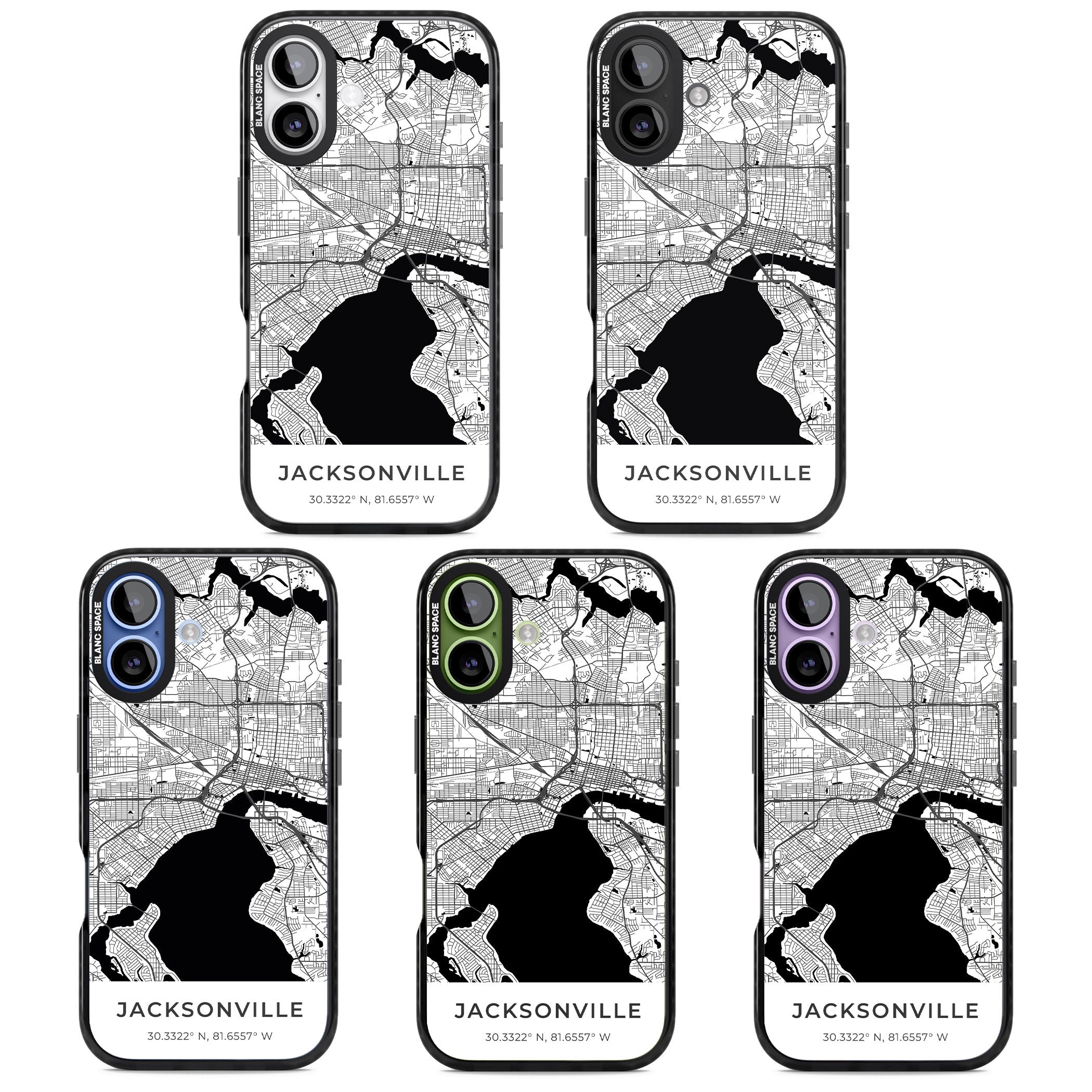 Jacksonville Map iPhone 17 Impact Black Phone Case APT Impact Protection